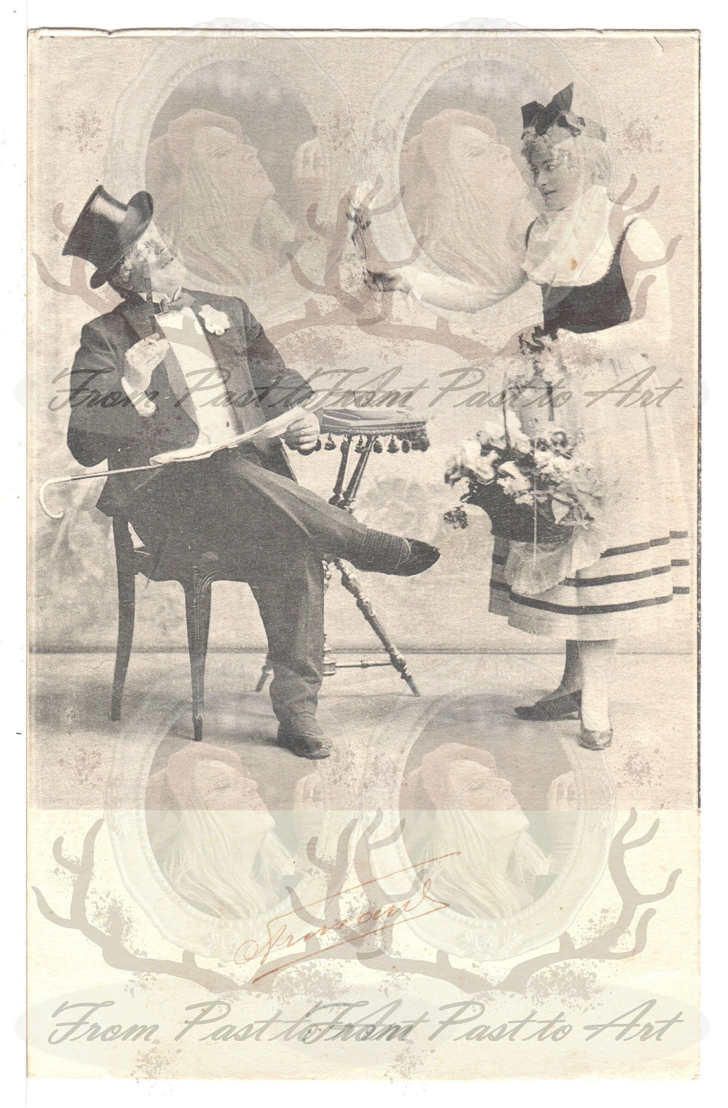 x 8 Authentic Vintage French Postcards - Unused - Valentine Love Couples - mother in law- 600dpi Scans - Out of Collection of more than 400 postcards