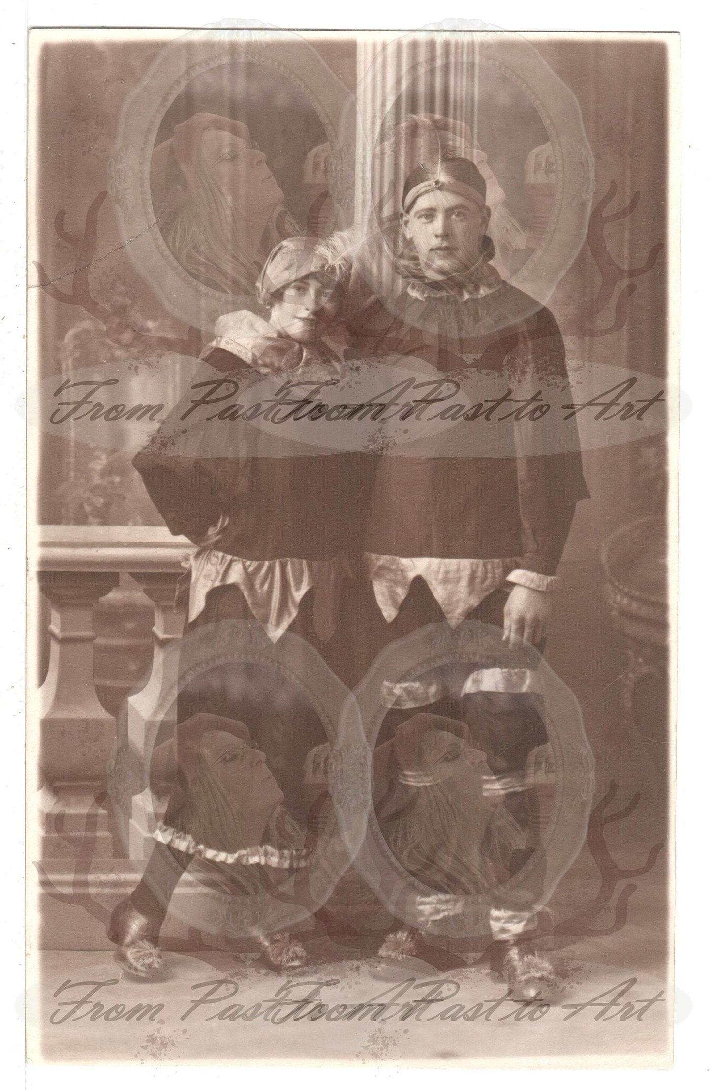 x 8 Authentic Vintage French Postcards - Unused - Valentine Love Couples - 600dpi Scans - Out of Collection of more than 400 postcards