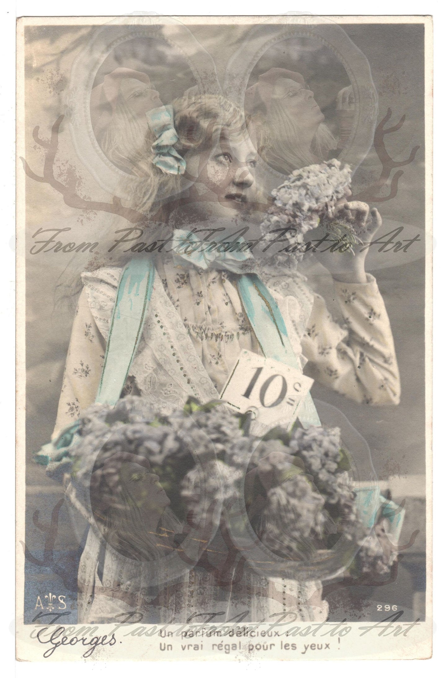 x 8 Authentic Vintage French Postcards - Handwritten Antique - Women-Romantic-Occasions 600dpi Scans - Out of Collection of more than 400 postcards