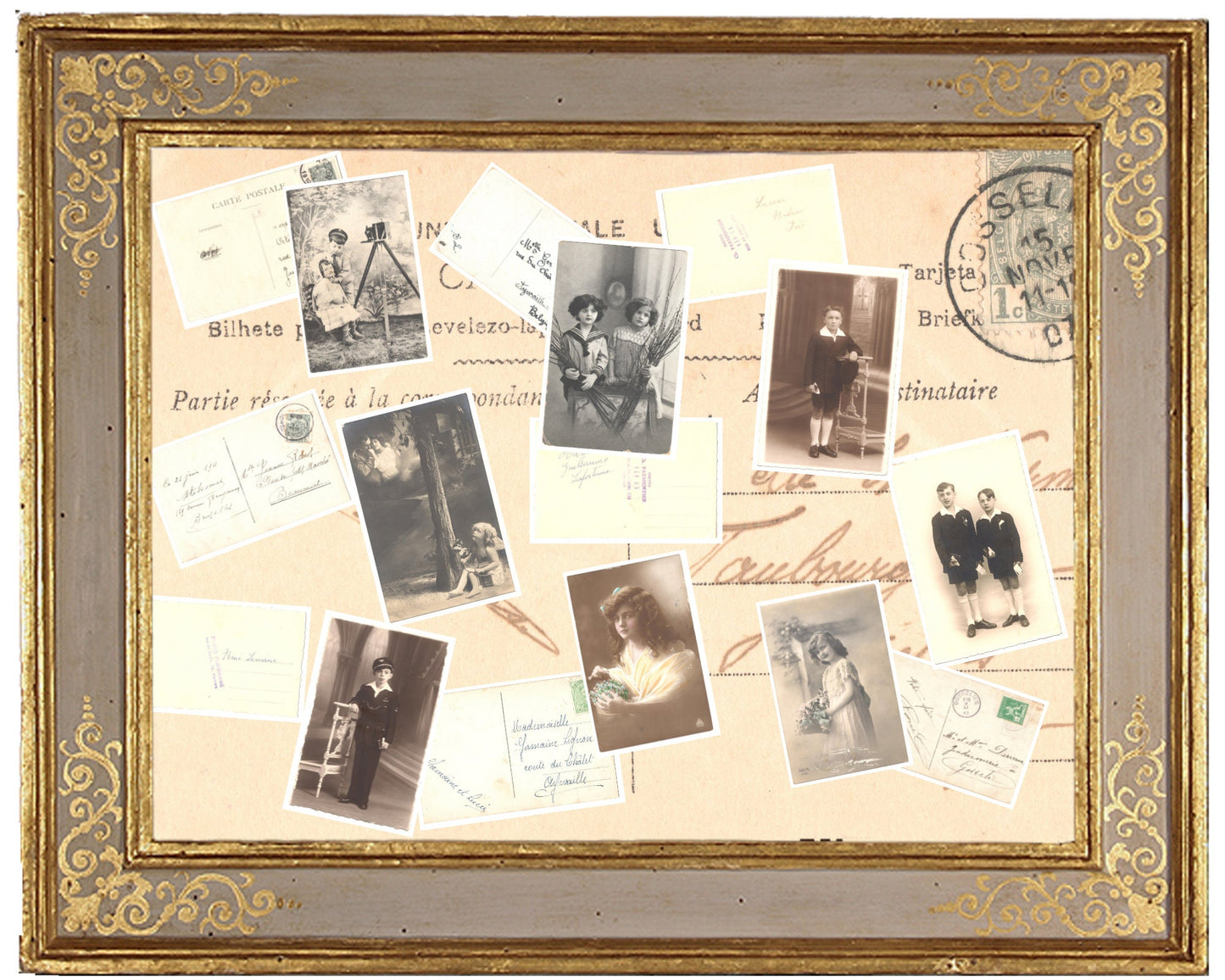 x 8 Authentic Vintage French Postcards - Handwritten Antique - Baby-Children- boys- girls- Occasions- 600dpi Scans - Out of Collection of more than 400 postcards