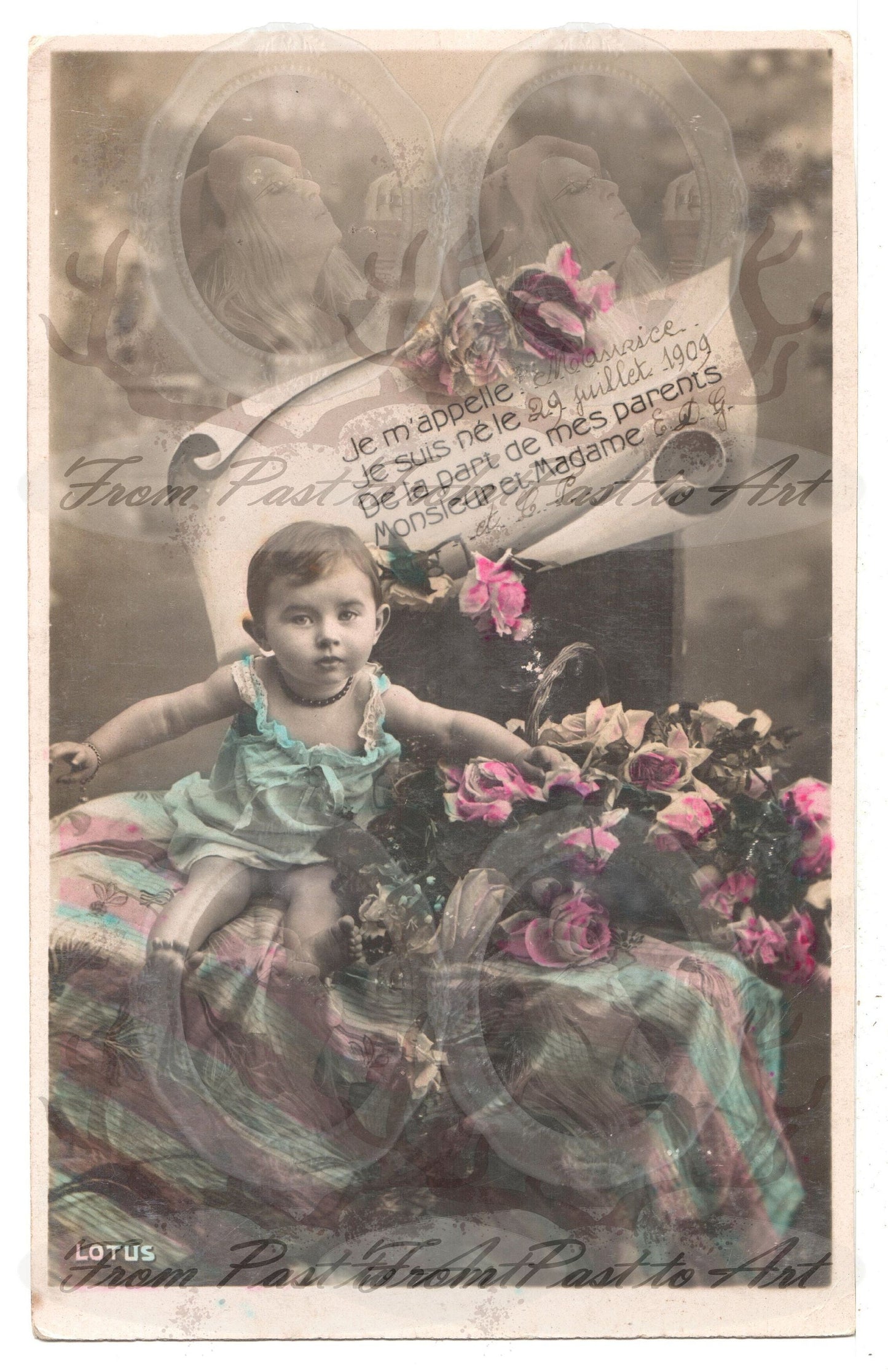 x 8 Authentic Vintage French Postcards - Handwritten Antique - Baby-Children-Occasions- 600dpi Scans - Out of Collection of more than 400 postcards