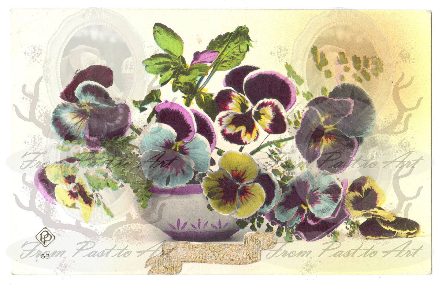 7 Authentic Vintage French Postcards - Handwritten Antique - Flowers- Roses- Occasions-Wishes - 600dpi Scans - Out of Collection of more than 400 postcards