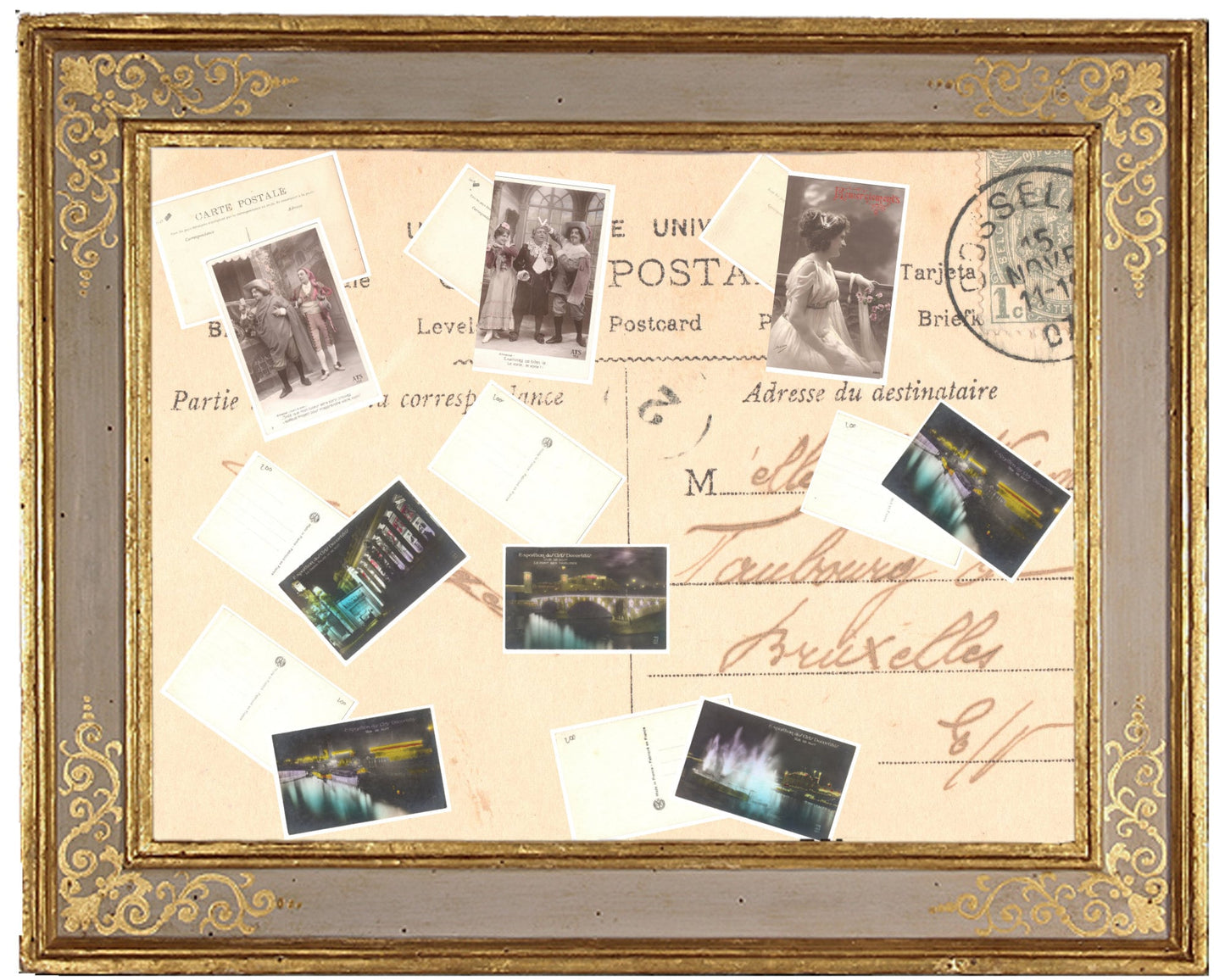 x 8 Authentic Vintage French Postcards - Unused - Humouristic Thank you Expo Art France 600dpi Scans - Out of Collection of more than 400 postcards