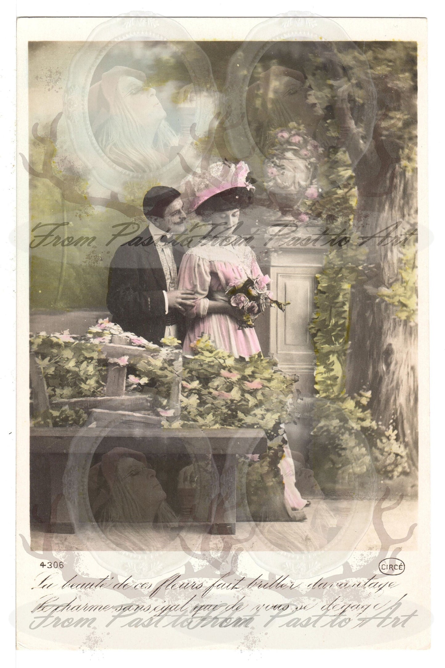 x 8 Authentic Vintage French Postcards - Unused - Valentine Love Couples - 600dpi Scans - Out of Collection of more than 400 postcards