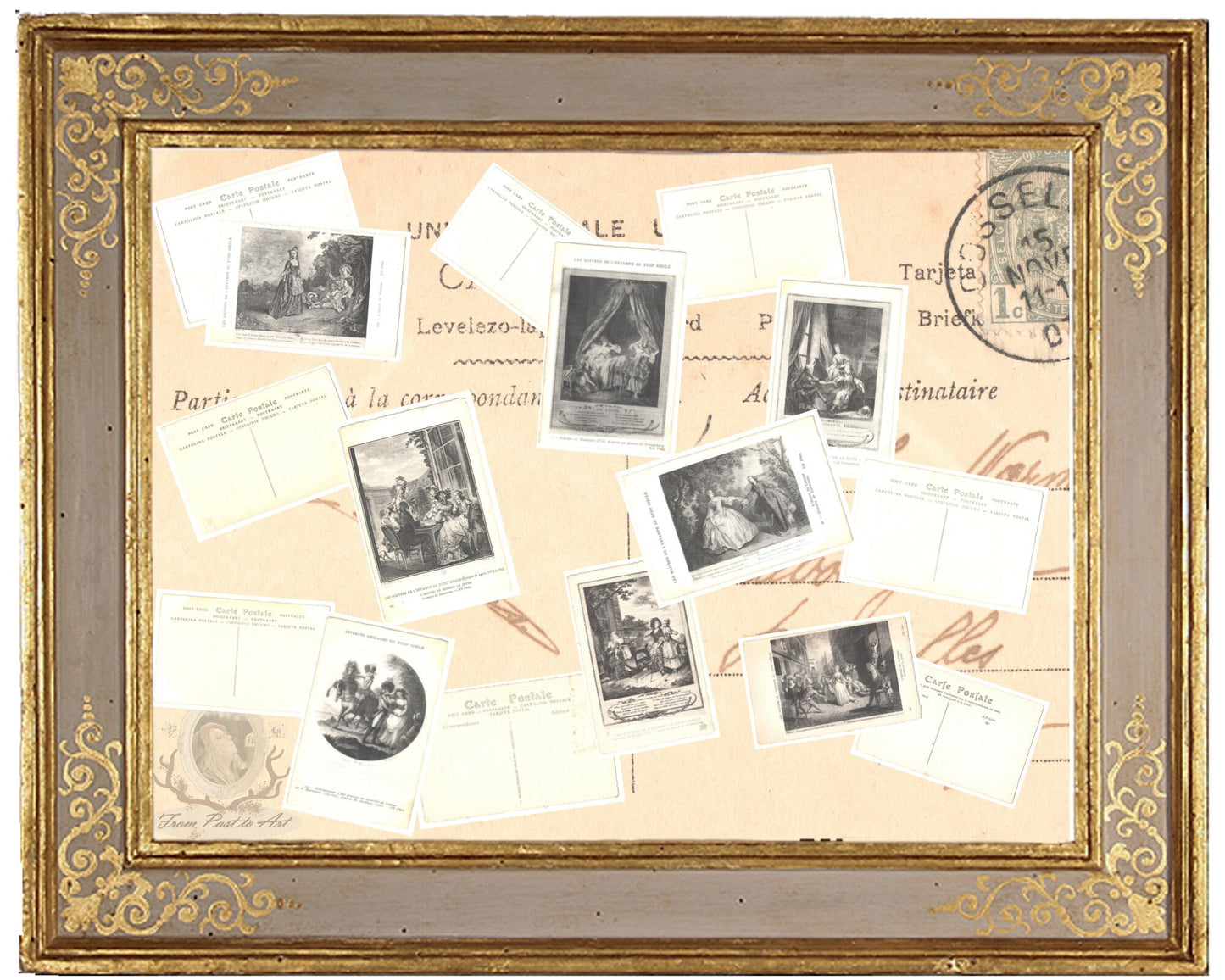 x 8 Authentic Vintage French Postcards - Unused - Les Maitres de L'estampe - 600dpi Scans - Out of Collection of more than 400 postcards