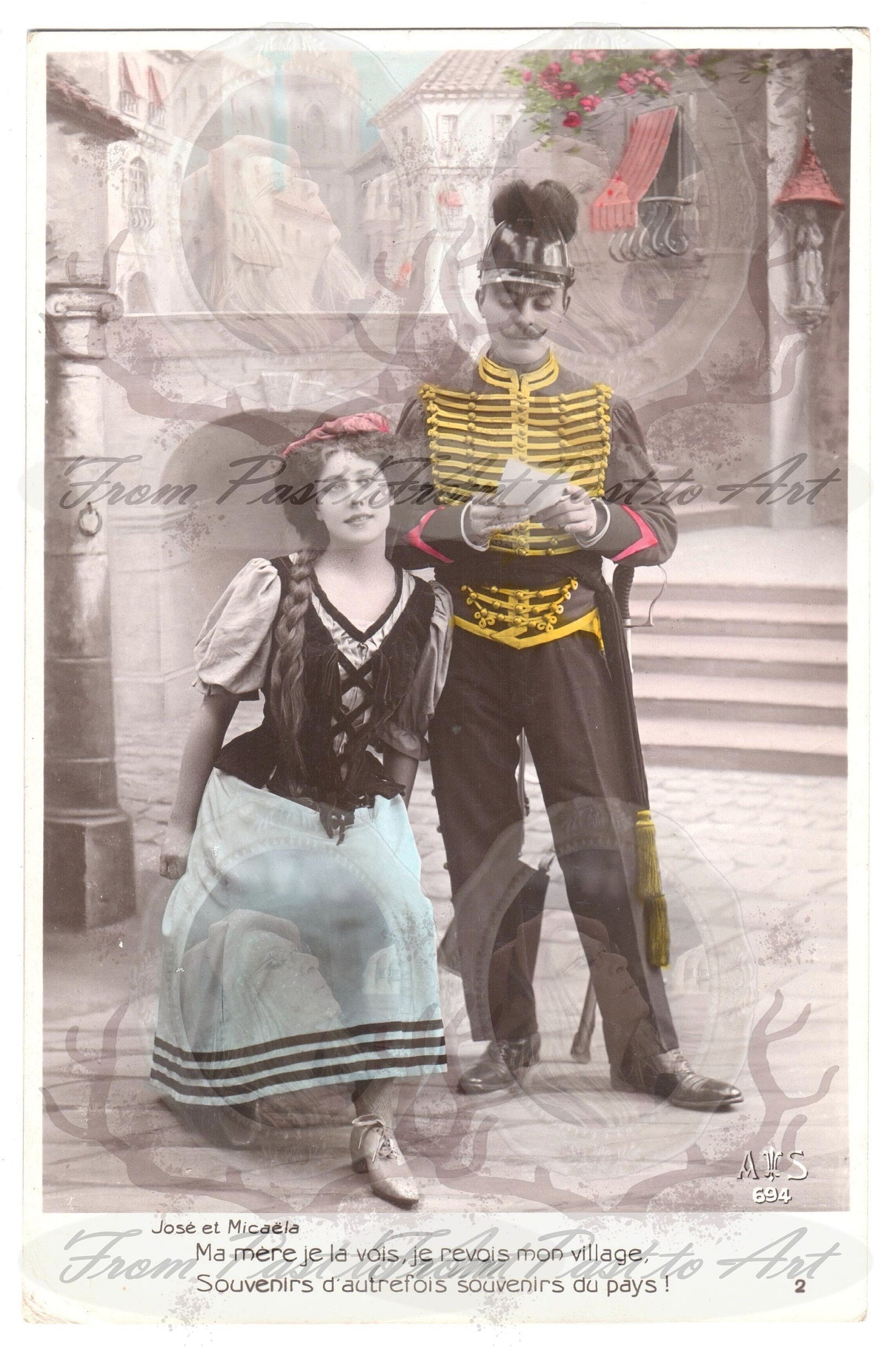 x 8 Authentic Vintage French, Spanish, Wallon Postcards - Love-Couples-Handwritten Antique - 600dpi Scans - Out of Collection of more than 400 postcards