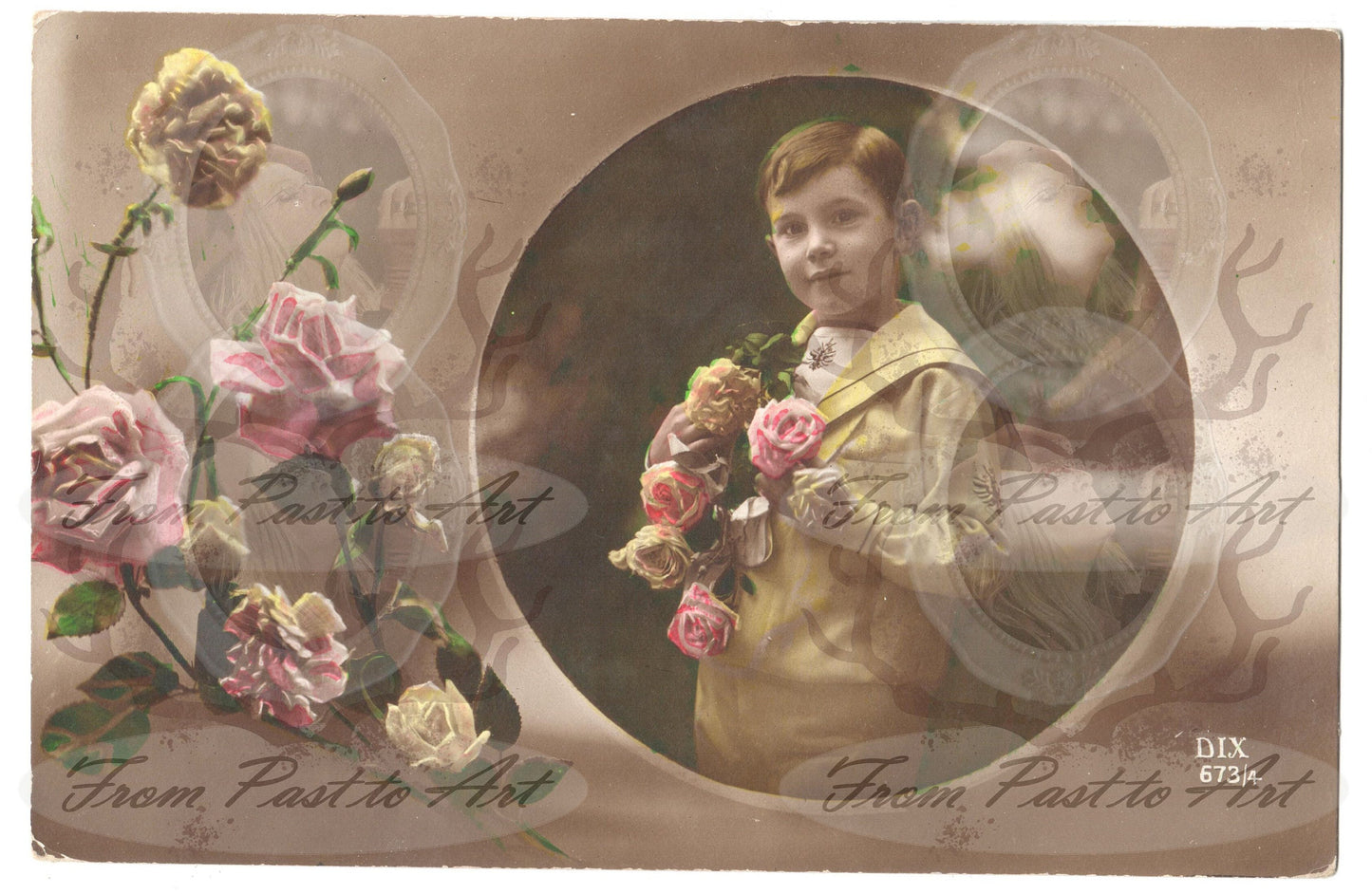x 8 Authentic Vintage French Postcards - Handwritten Antique - New Year- Baby-Children-Occasions- 600dpi Scans - Out of Collection of more than 400 postcards