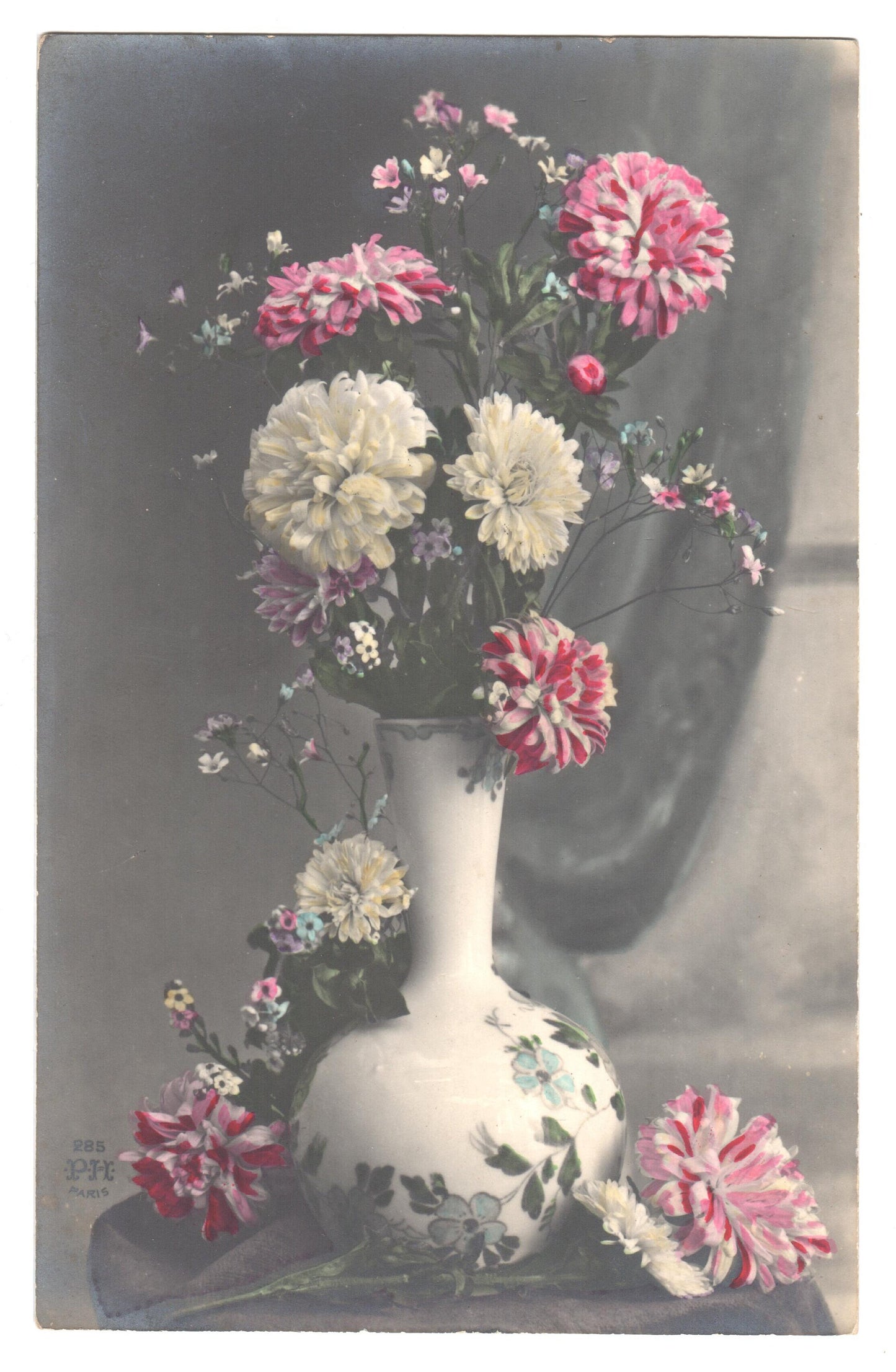 7 Authentic Vintage French Postcards - Handwritten Antique - Flowers- Roses- Occasions-Wishes - 600dpi Scans - Out of Collection of more than 400 postcards