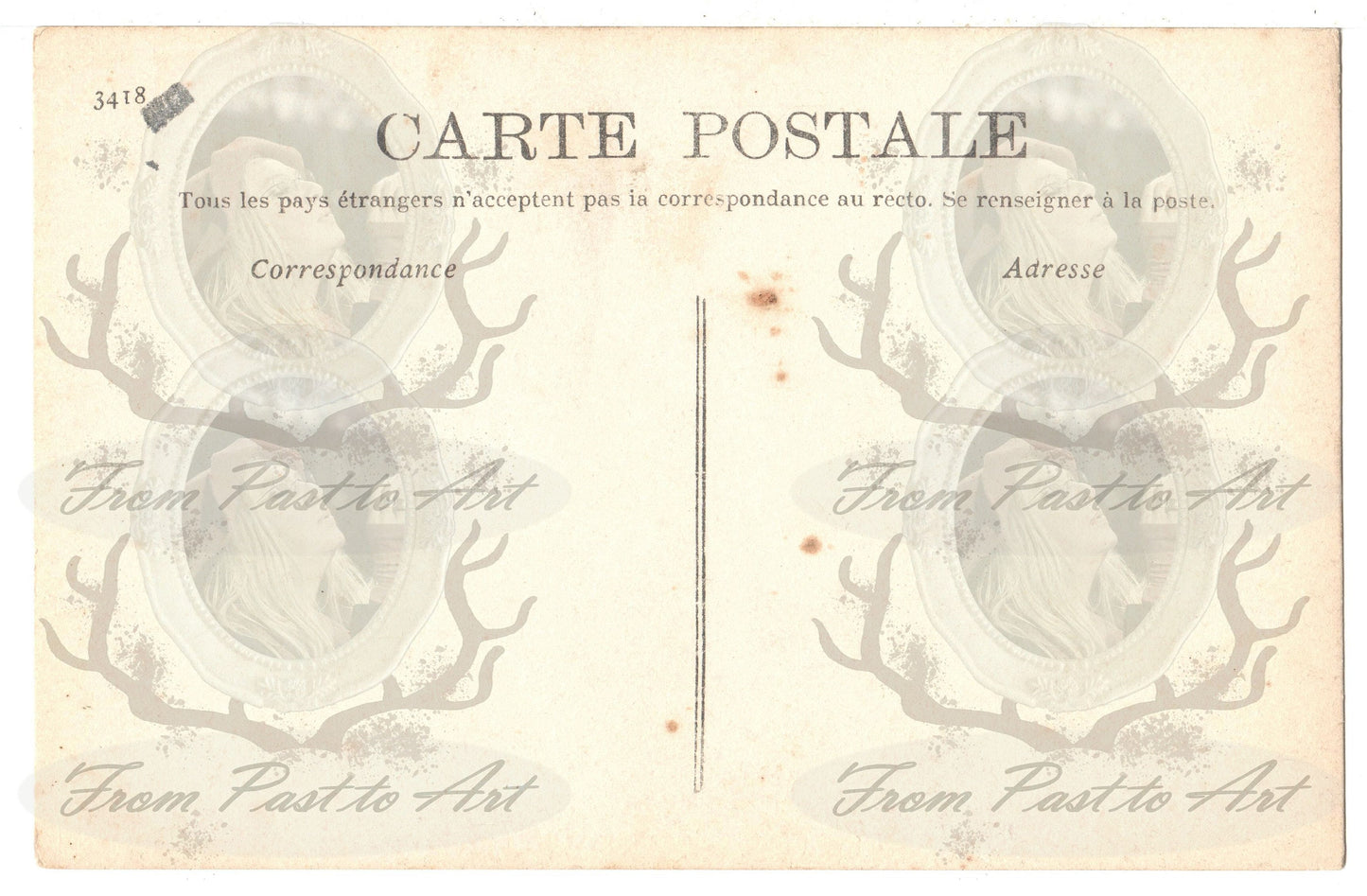 x 8 Authentic Vintage French Postcards - Unused - Humouristic Thank you Expo Art France 600dpi Scans - Out of Collection of more than 400 postcards