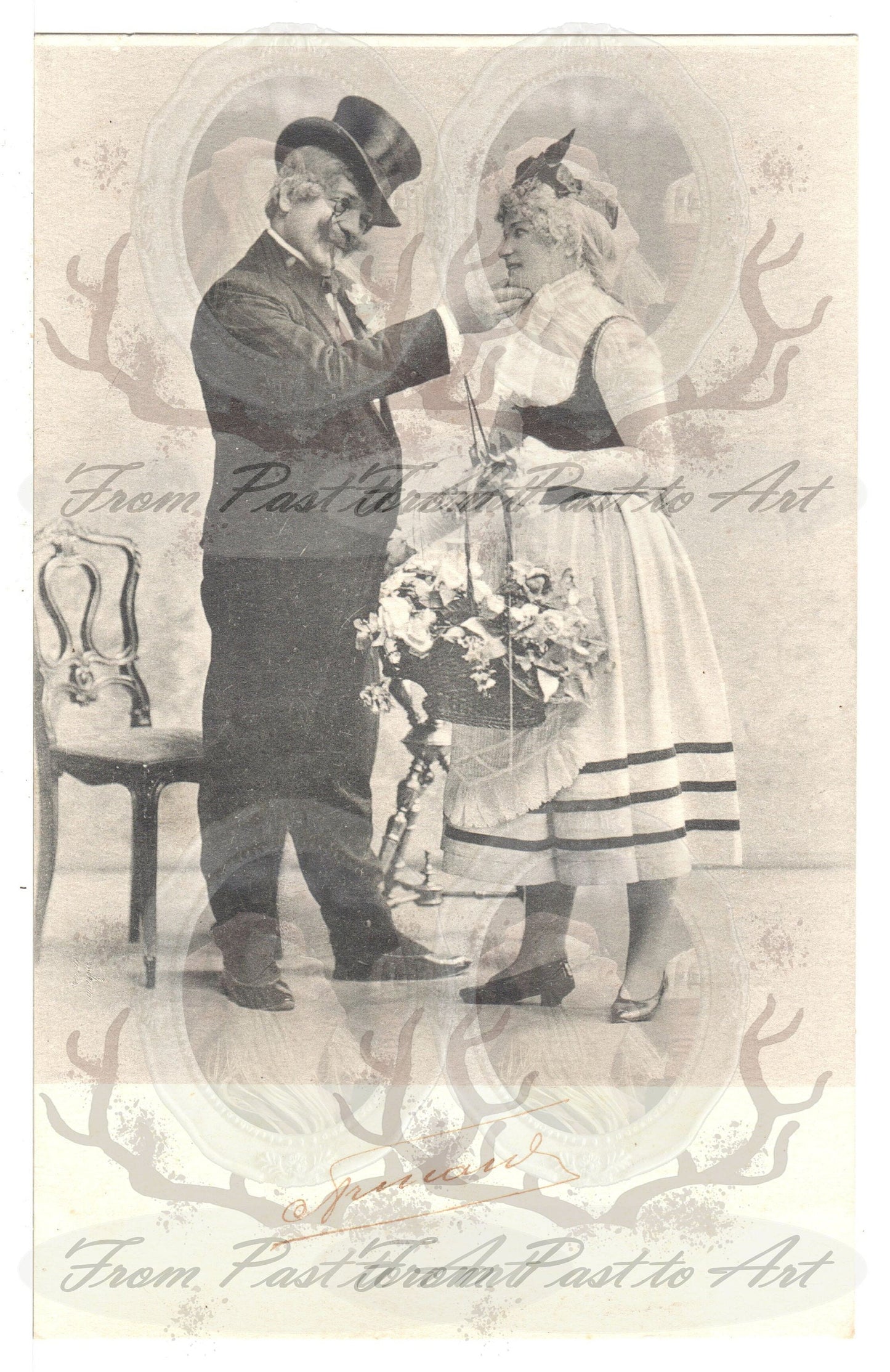 x 8 Authentic Vintage French Postcards - Unused - Valentine Love Couples - mother in law- 600dpi Scans - Out of Collection of more than 400 postcards