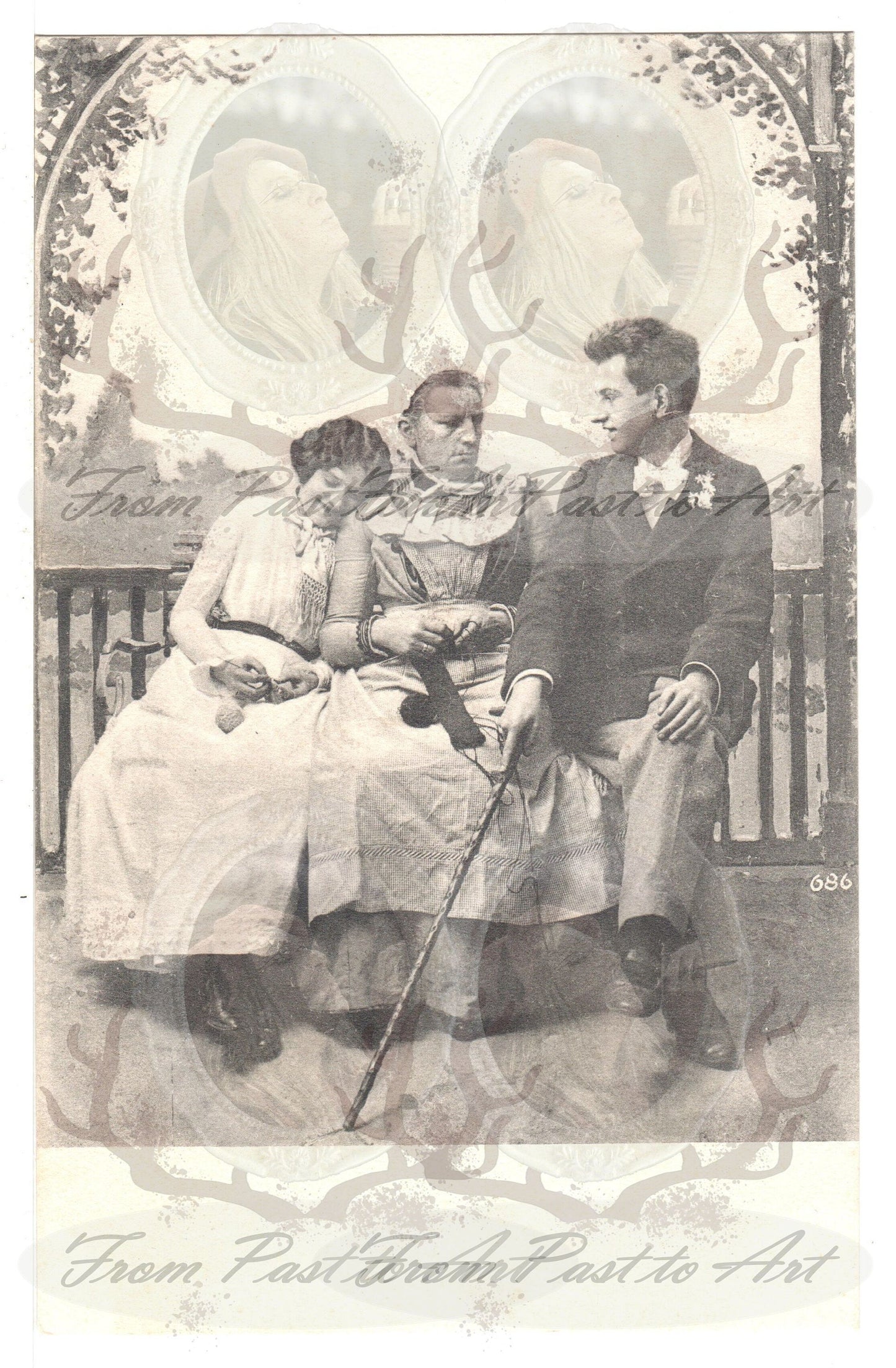 x 8 Authentic Vintage French Postcards - Unused - Valentine Love Couples - mother in law- 600dpi Scans - Out of Collection of more than 400 postcards