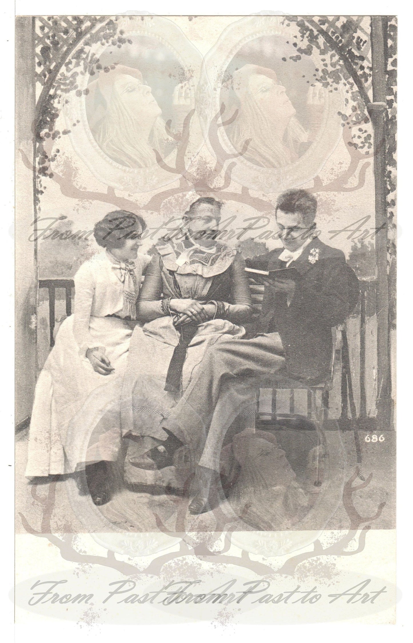 x 8 Authentic Vintage French Postcards - Unused - Valentine Love Couples - mother in law- 600dpi Scans - Out of Collection of more than 400 postcards