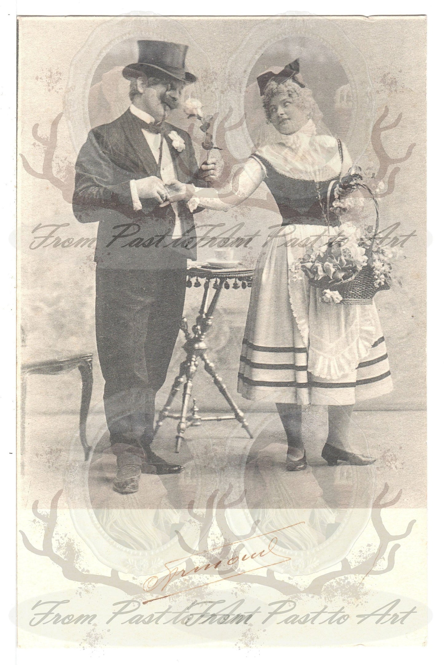 x 8 Authentic Vintage French Postcards - Unused - Valentine Love Couples - mother in law- 600dpi Scans - Out of Collection of more than 400 postcards
