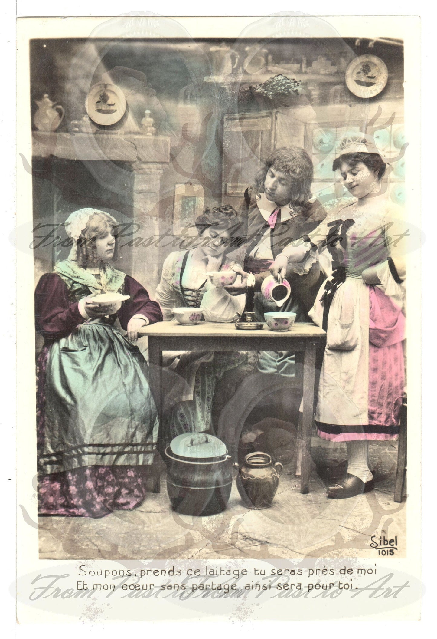 x 8 Authentic Vintage French Postcards - Unused - Valentine Love Couples - 600dpi Scans - Out of Collection of more than 400 postcards