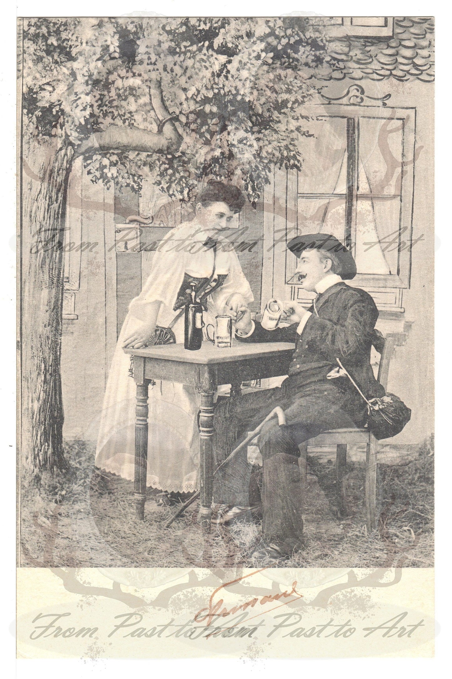 x 8 Authentic Vintage French Postcards - Unused - Valentine Love Couples - 600dpi Scans - Out of Collection of more than 400 postcards