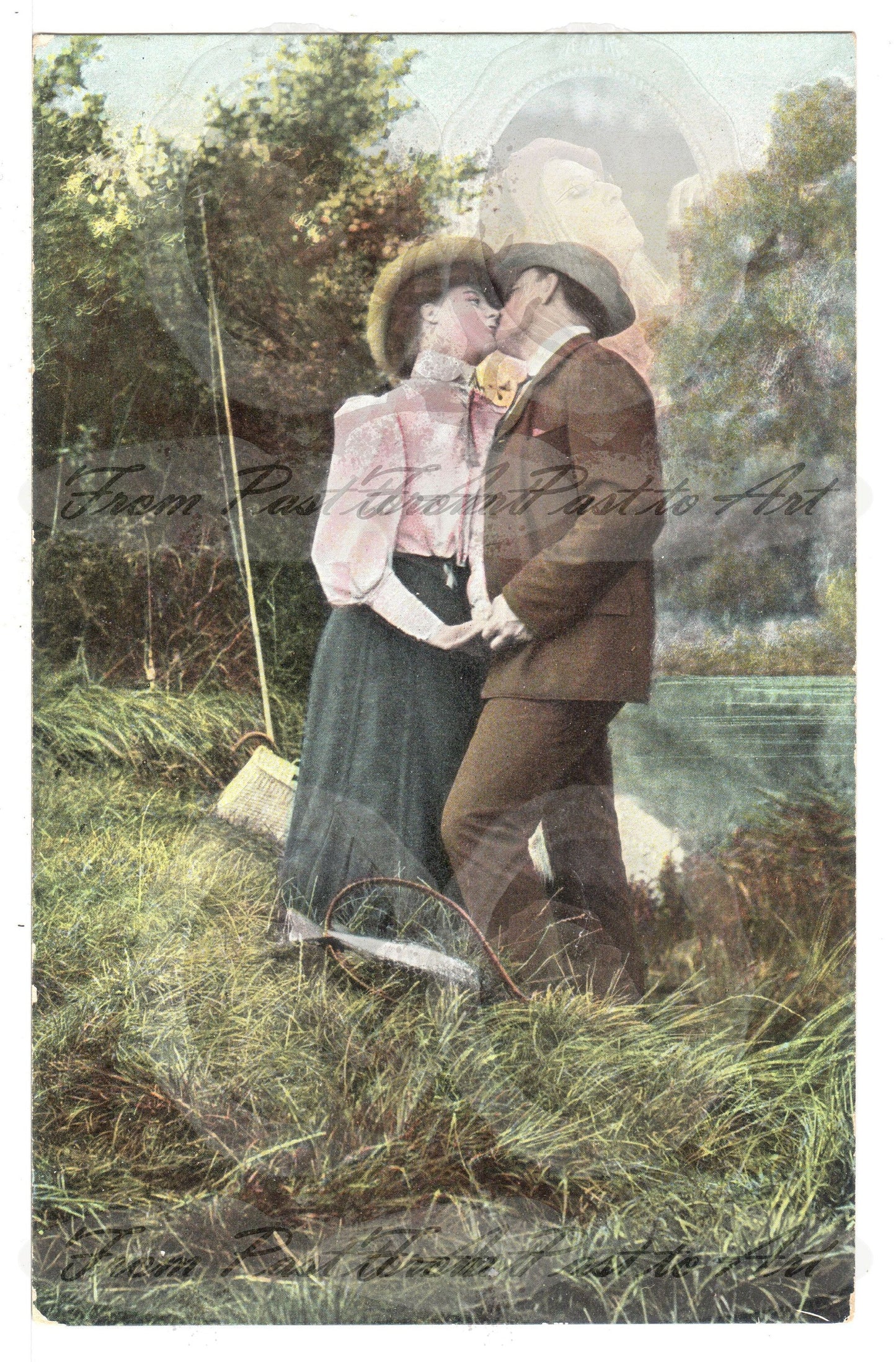 x 8 Authentic Vintage French Postcards - Unused - Valentine Love Couples - 600dpi Scans - Out of Collection of more than 400 postcards