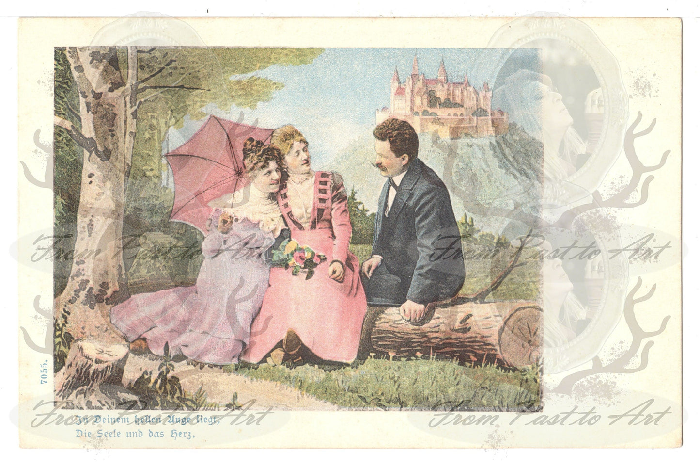 x 8 Authentic Vintage French Postcards - Unused - Valentine Love Couples - 600dpi Scans - Out of Collection of more than 400 postcards