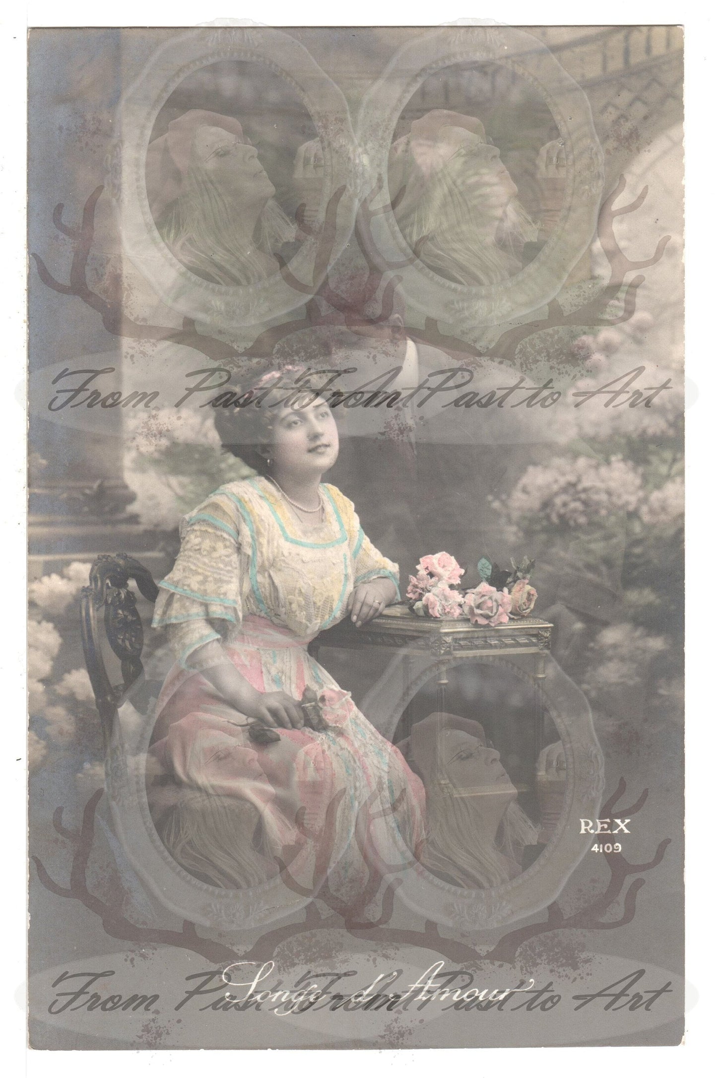 x 8 Authentic Vintage French Postcards - Unused - Valentine Love Couples - 600dpi Scans - Out of Collection of more than 400 postcards