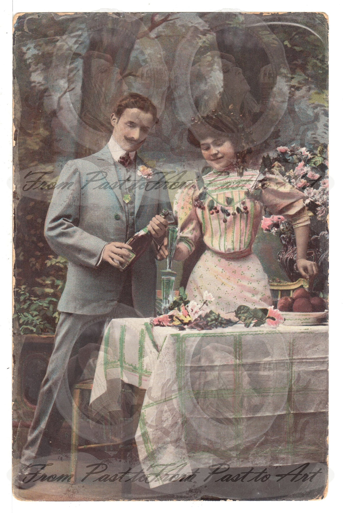 x 8 Authentic Vintage French Postcards - Unused - Valentine Love Couples - 600dpi Scans - Out of Collection of more than 400 postcards