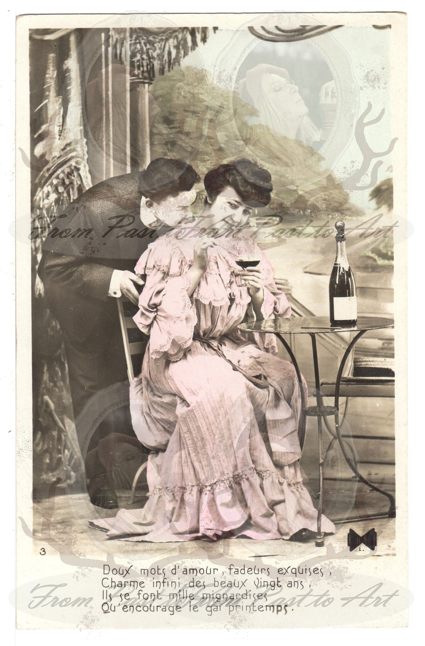 x 8 Authentic Vintage French Postcards - Unused - Valentine Love Couples - 600dpi Scans - Out of Collection of more than 400 postcards