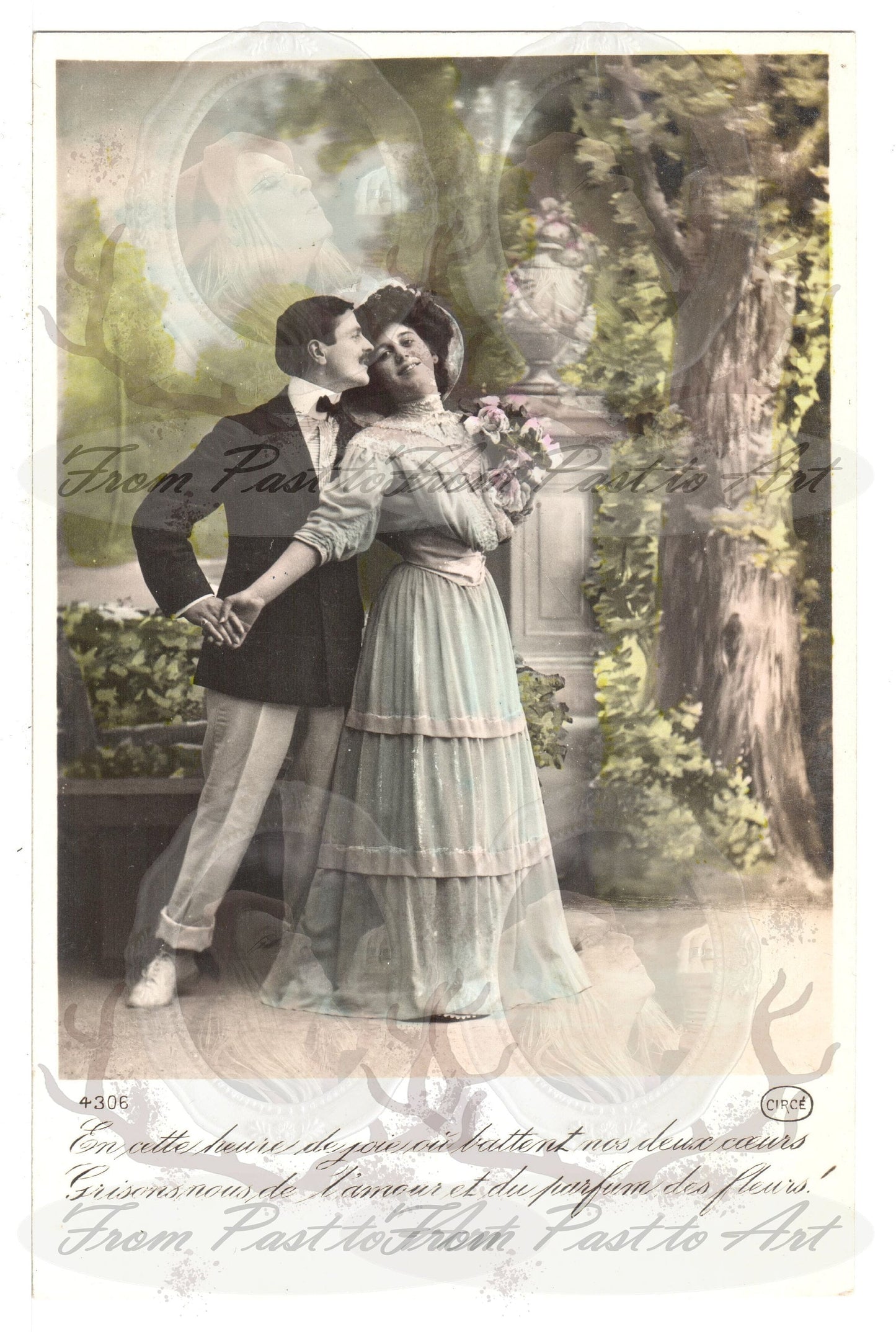 x 8 Authentic Vintage French Postcards - Unused - Valentine Love Couples - 600dpi Scans - Out of Collection of more than 400 postcards