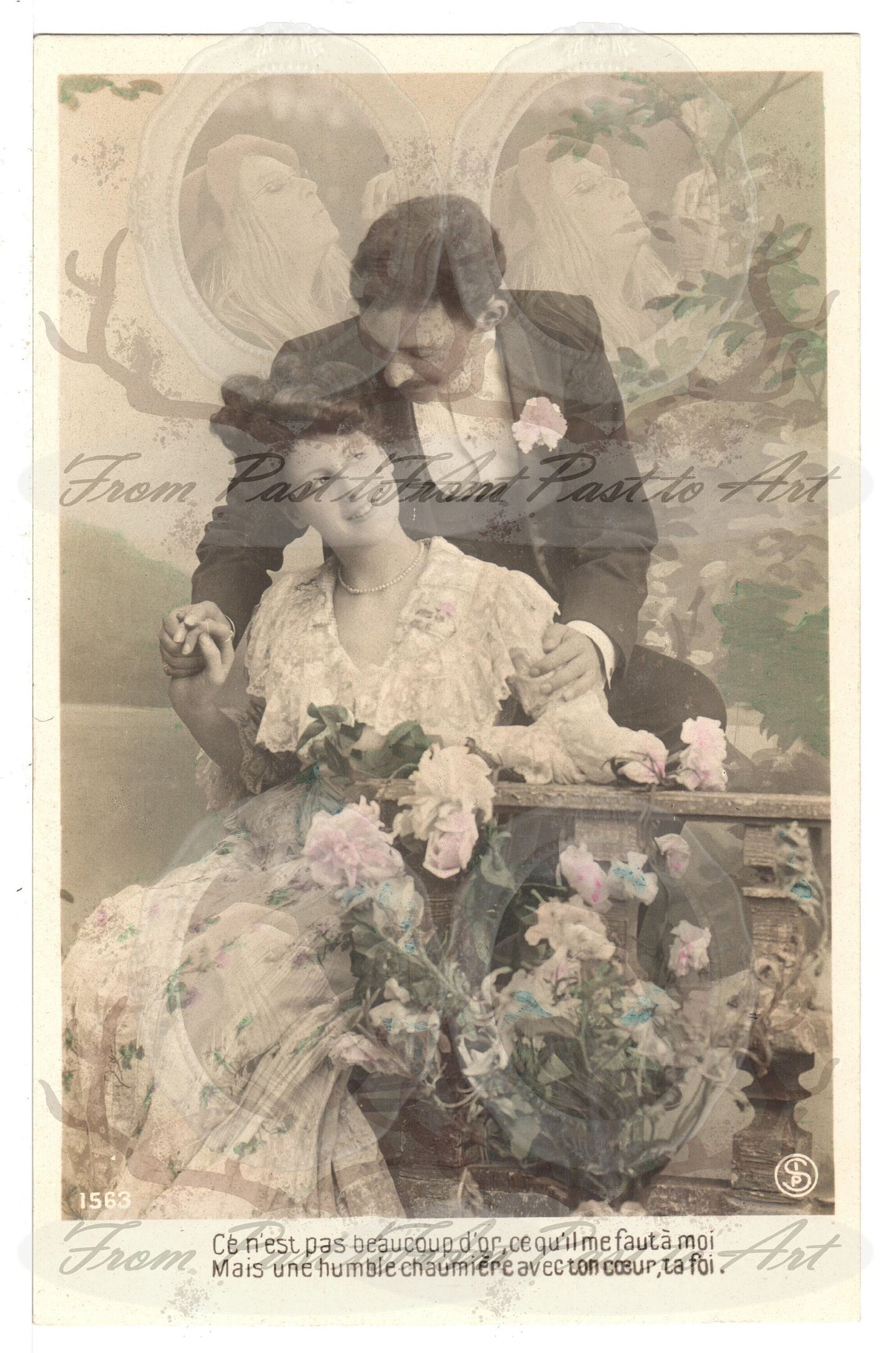 x 8 Authentic Vintage French Postcards - Unused - Valentine Love Couples - 600dpi Scans - Out of Collection of more than 400 postcards