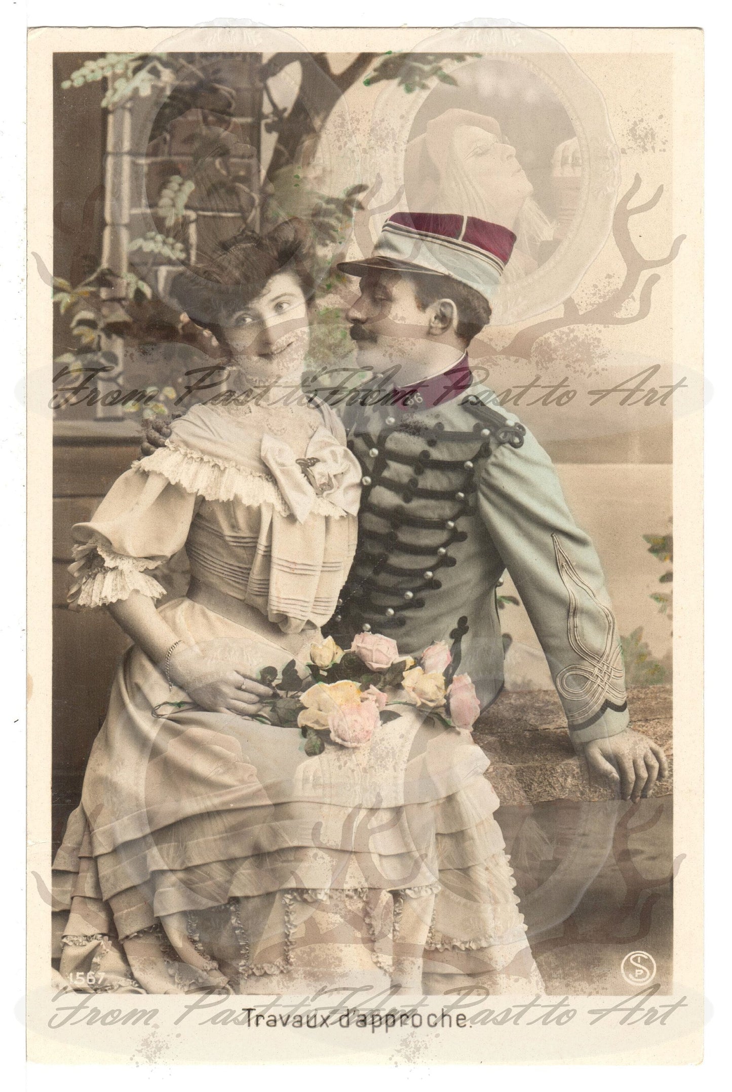 x 8 Authentic Vintage French Postcards - Unused - Valentine Love Couples - 600dpi Scans - Out of Collection of more than 400 postcards