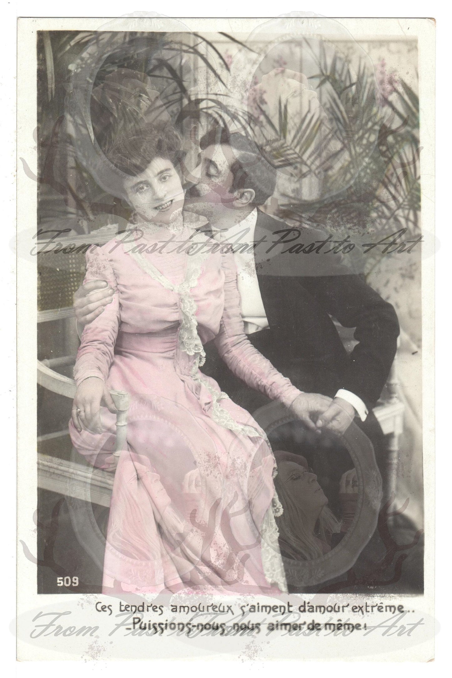 x 8 Authentic Vintage French Postcards - Unused - Valentine Love Couples - 600dpi Scans - Out of Collection of more than 400 postcards
