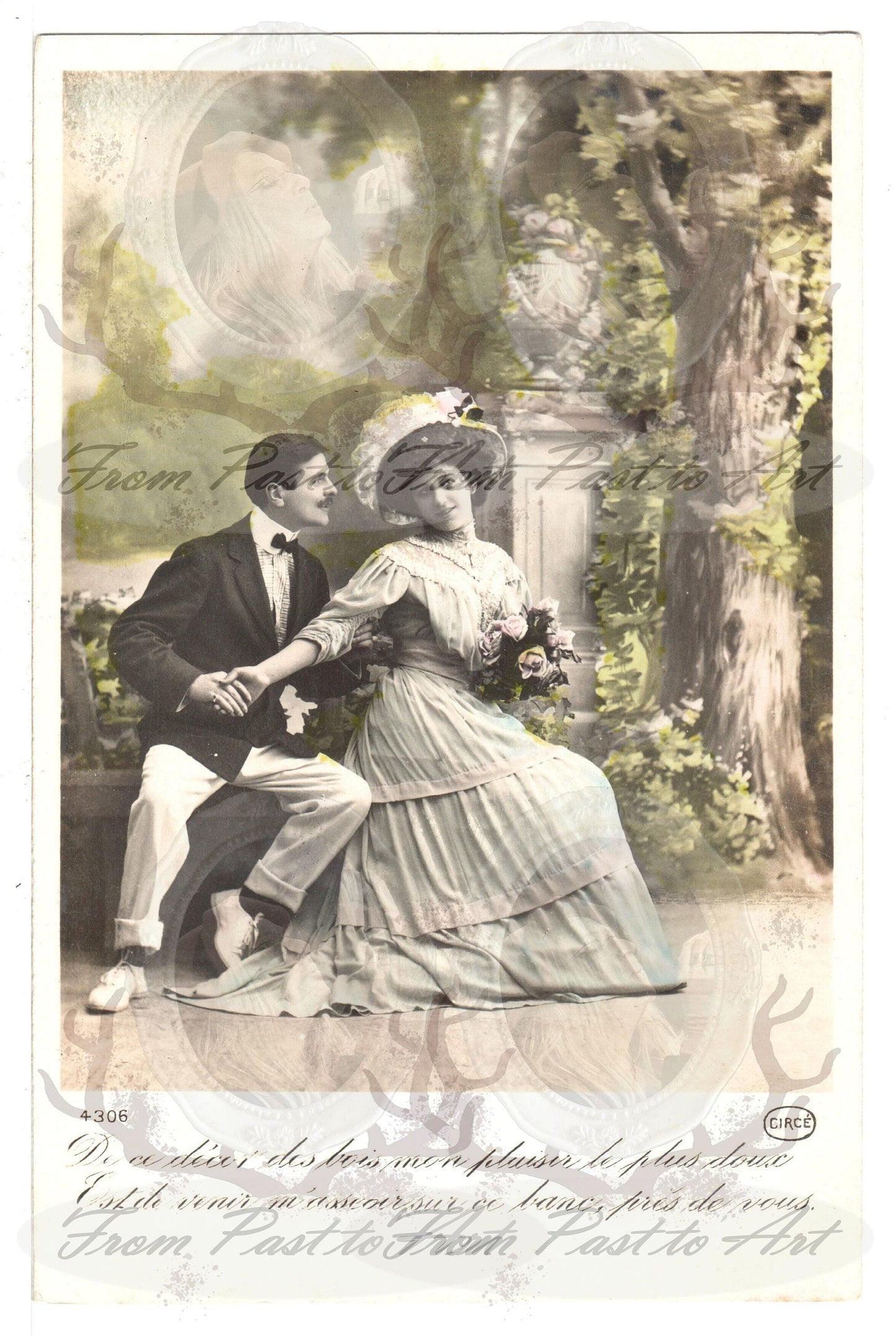 x 8 Authentic Vintage French Postcards - Unused - Valentine Love Couples - 600dpi Scans - Out of Collection of more than 400 postcards