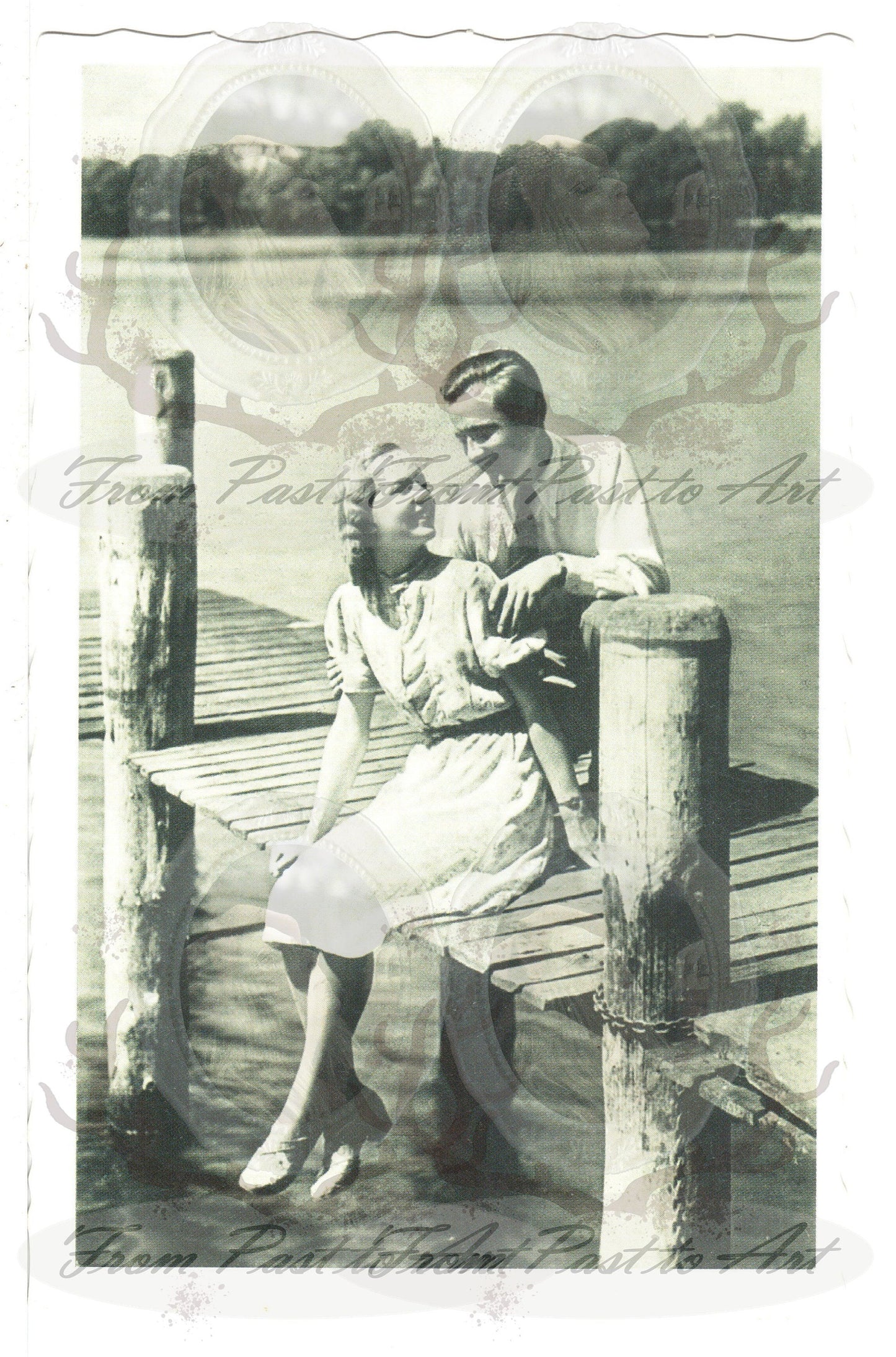 x 8 Authentic Vintage French Postcards - Unused - Valentine Love Couples - 600dpi Scans - Out of Collection of more than 400 postcards
