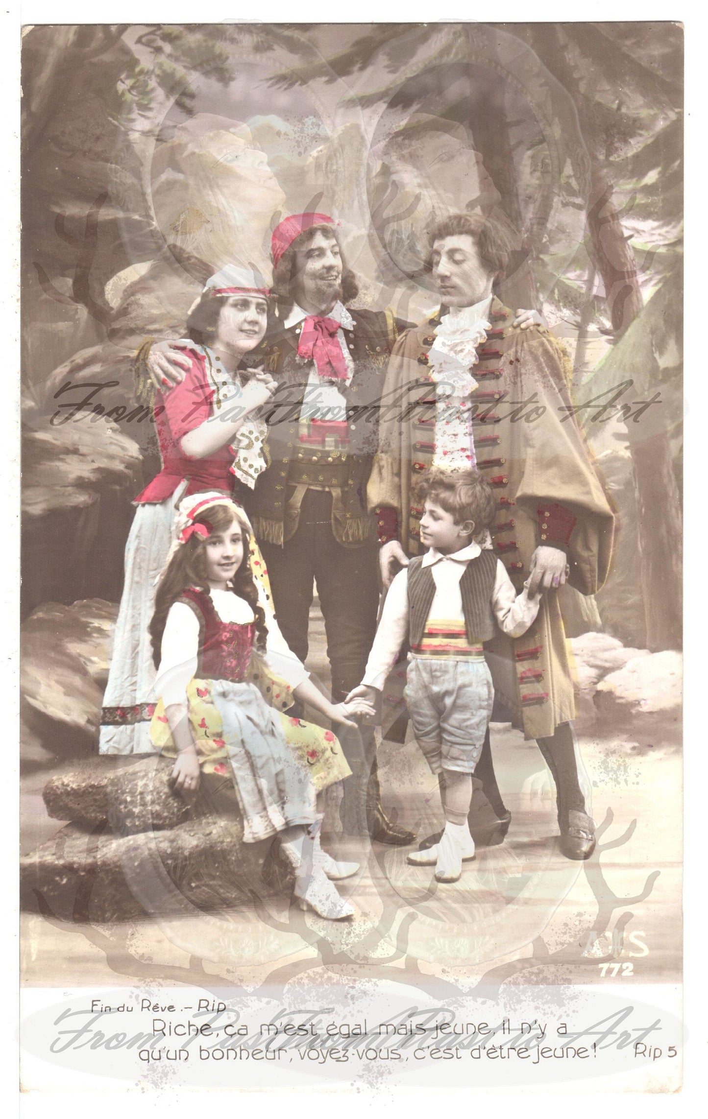 5 Authentic Vintage French, Spanish, Wallon Postcards - Unused -Love- Couples - 600dpi Scans - Out of Collection of more than 400 postcards
