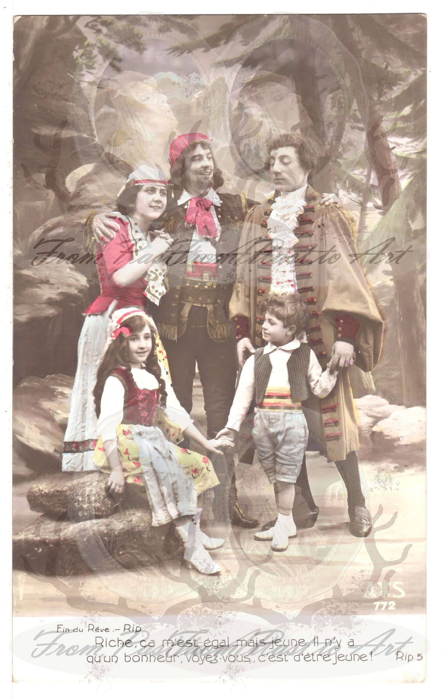 5 Authentic Vintage French, Spanish, Wallon Postcards - Unused -Love- Couples - 600dpi Scans - Out of Collection of more than 400 postcards