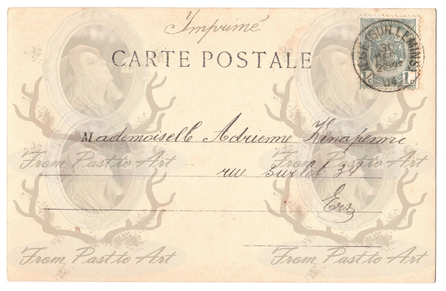 x 8 Authentic Vintage French Postcards - Handwritten Antique - Valentine Love Couples - 600dpi Scans - Out of Collection of more than 400 postcards