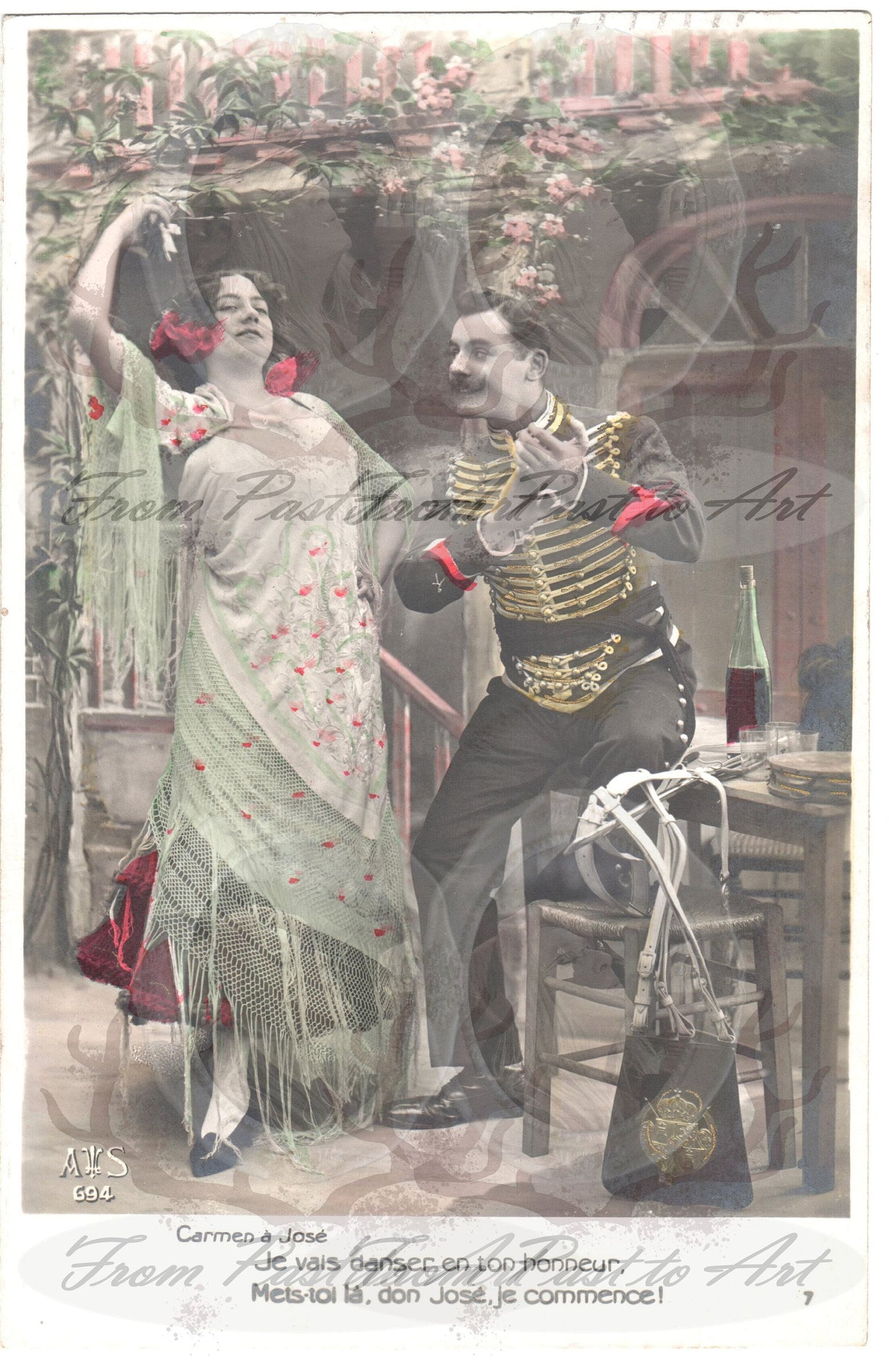 x 8 Authentic Vintage French, Spanish, Wallon Postcards - Love-Couples-Handwritten Antique - 600dpi Scans - Out of Collection of more than 400 postcards