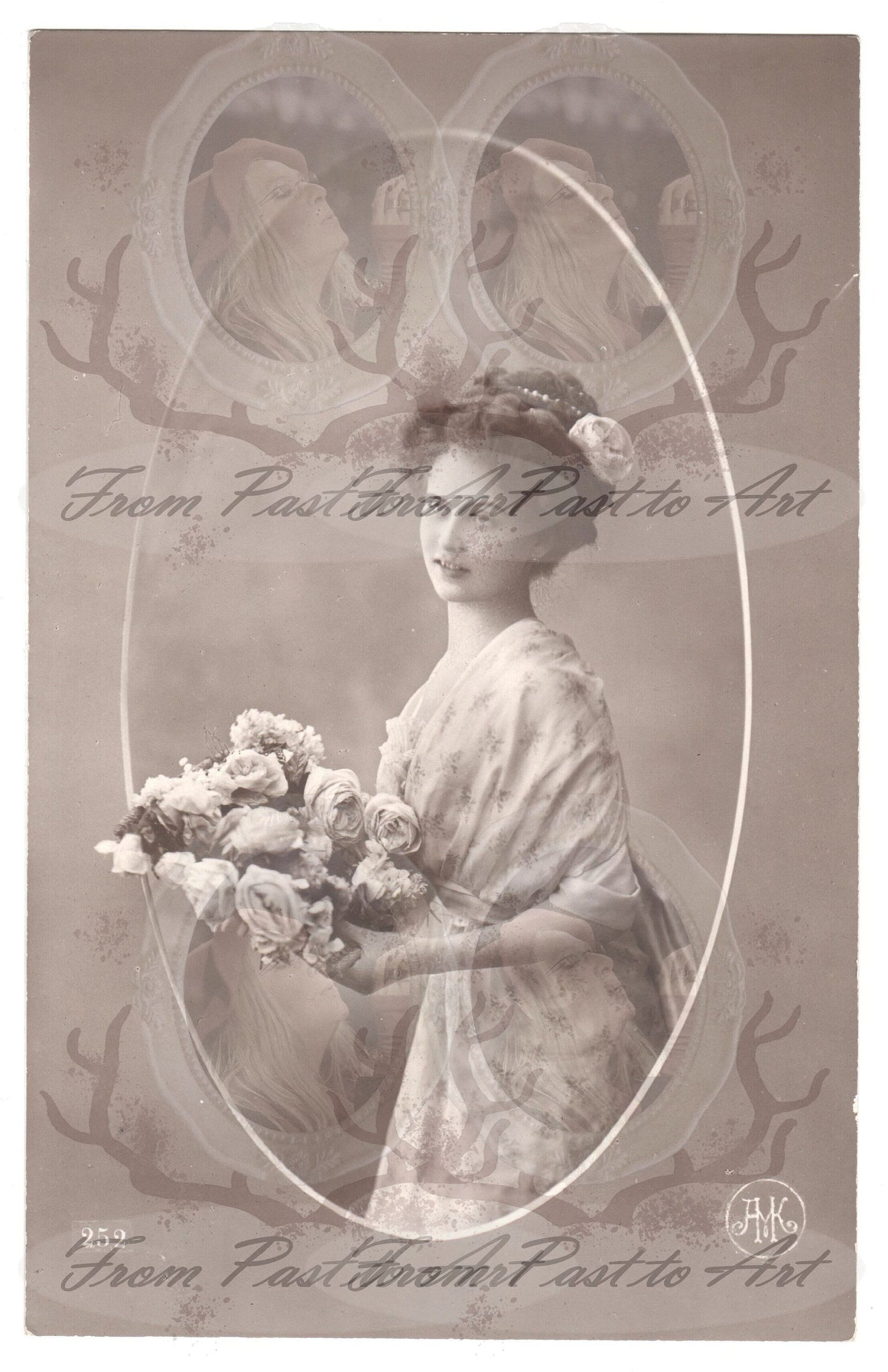 x 8 Authentic Vintage French Postcards - Handwritten Antique - Women-Romantic-Occasions 600dpi Scans - Out of Collection of more than 400 postcards
