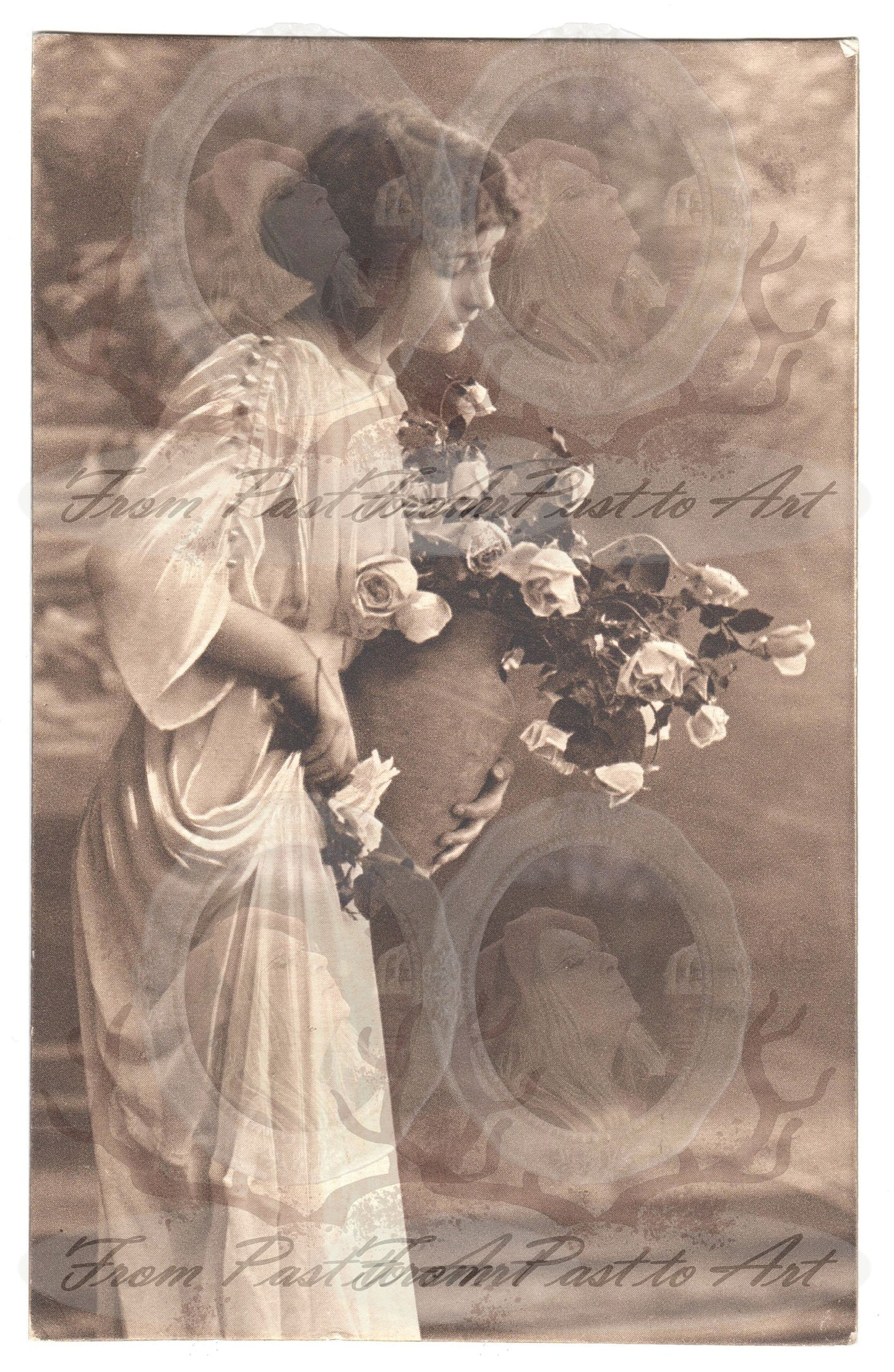x 8 Authentic Vintage French Postcards - Handwritten Antique - Women-Romantic-Occasions 600dpi Scans - Out of Collection of more than 400 postcards