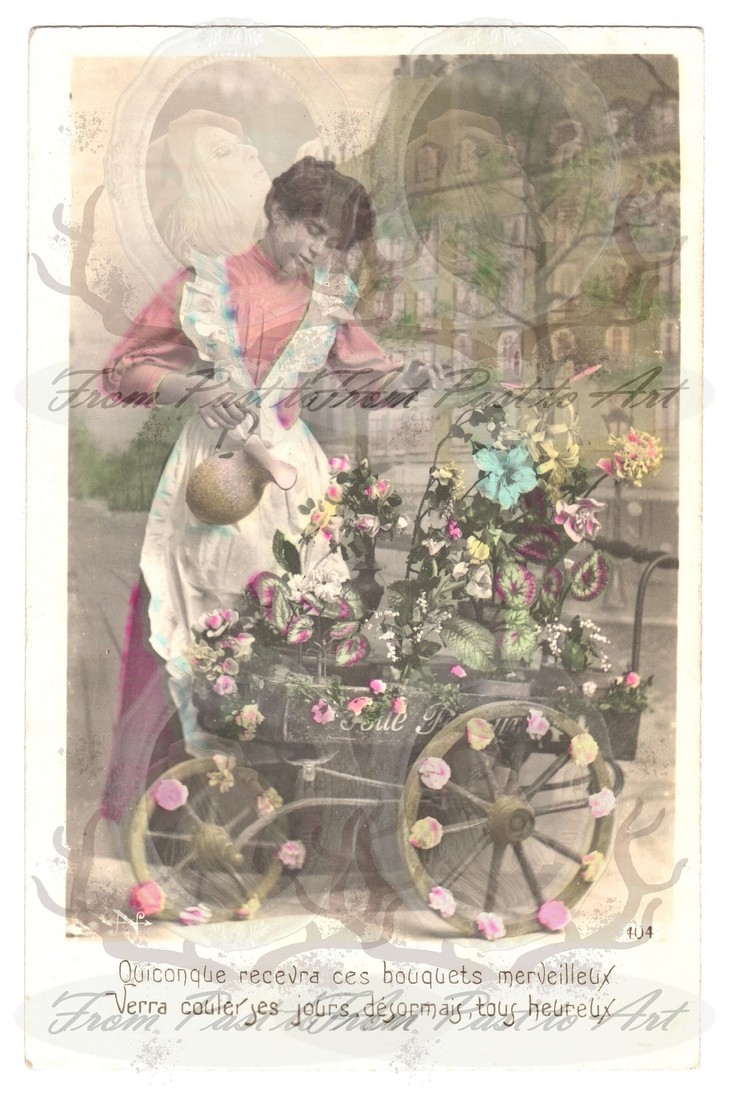 x 8 Authentic Vintage French Postcards - Handwritten Antique - Women-Romantic-Occasions 600dpi Scans - Out of Collection of more than 400 postcards
