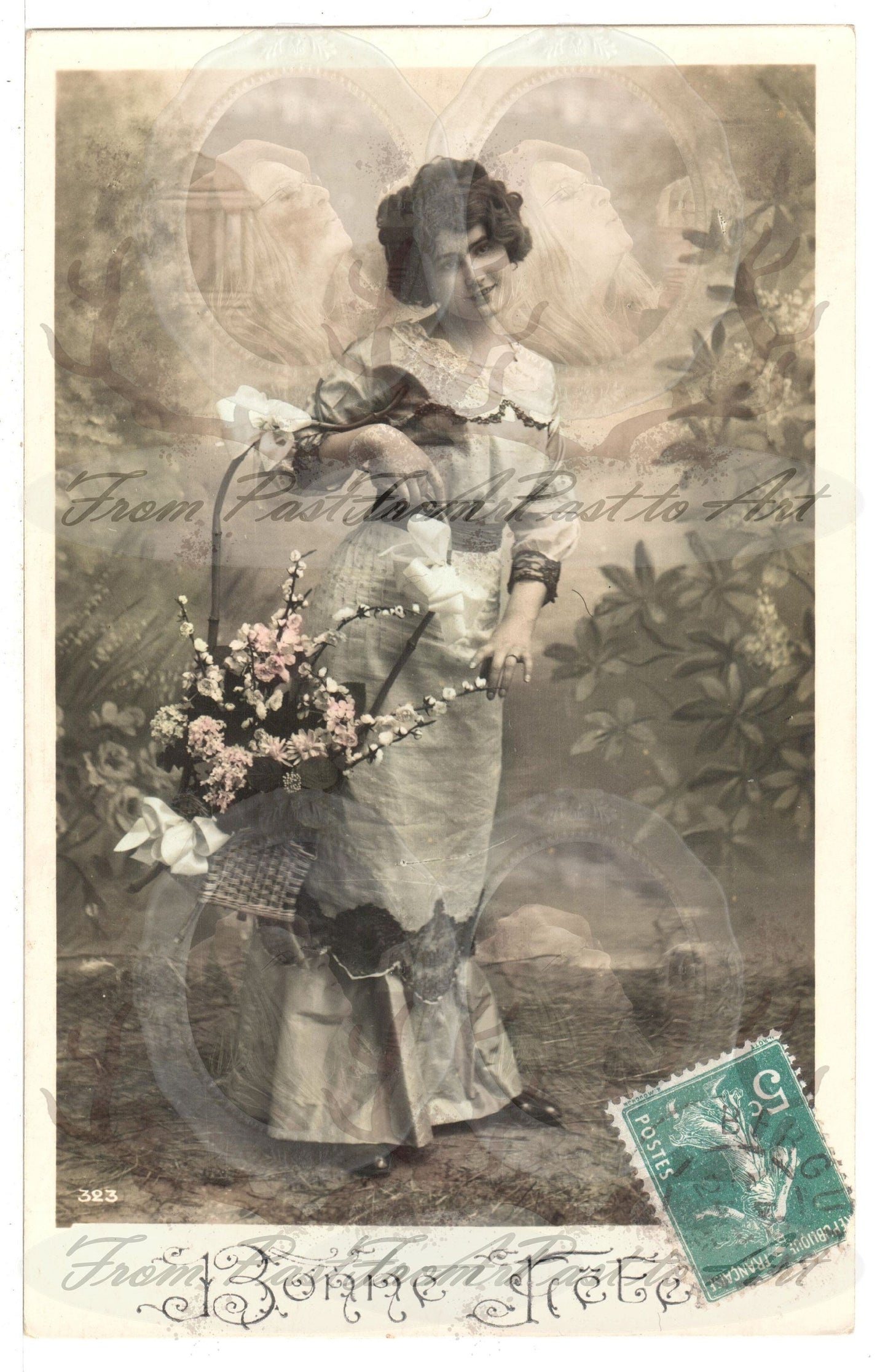 x 8 Authentic Vintage French Postcards - Handwritten Antique - Women-Romantic-Occasions 600dpi Scans - Out of Collection of more than 400 postcards
