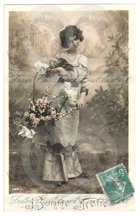 x 8 Authentic Vintage French Postcards - Handwritten Antique - Women-Romantic-Occasions 600dpi Scans - Out of Collection of more than 400 postcards