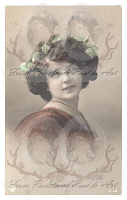 x 8 Authentic Vintage French Postcards - Handwritten Antique - Women-Romantic-Occasions 600dpi Scans - Out of Collection of more than 400 postcards