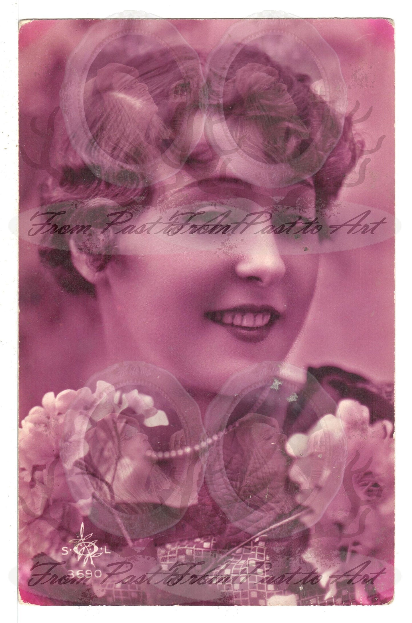 7 Authentic Vintage French Postcards - Handwritten Antique - Women-Romantic-Occasions 600dpi Scans - Out of Collection of more than 400 postcards