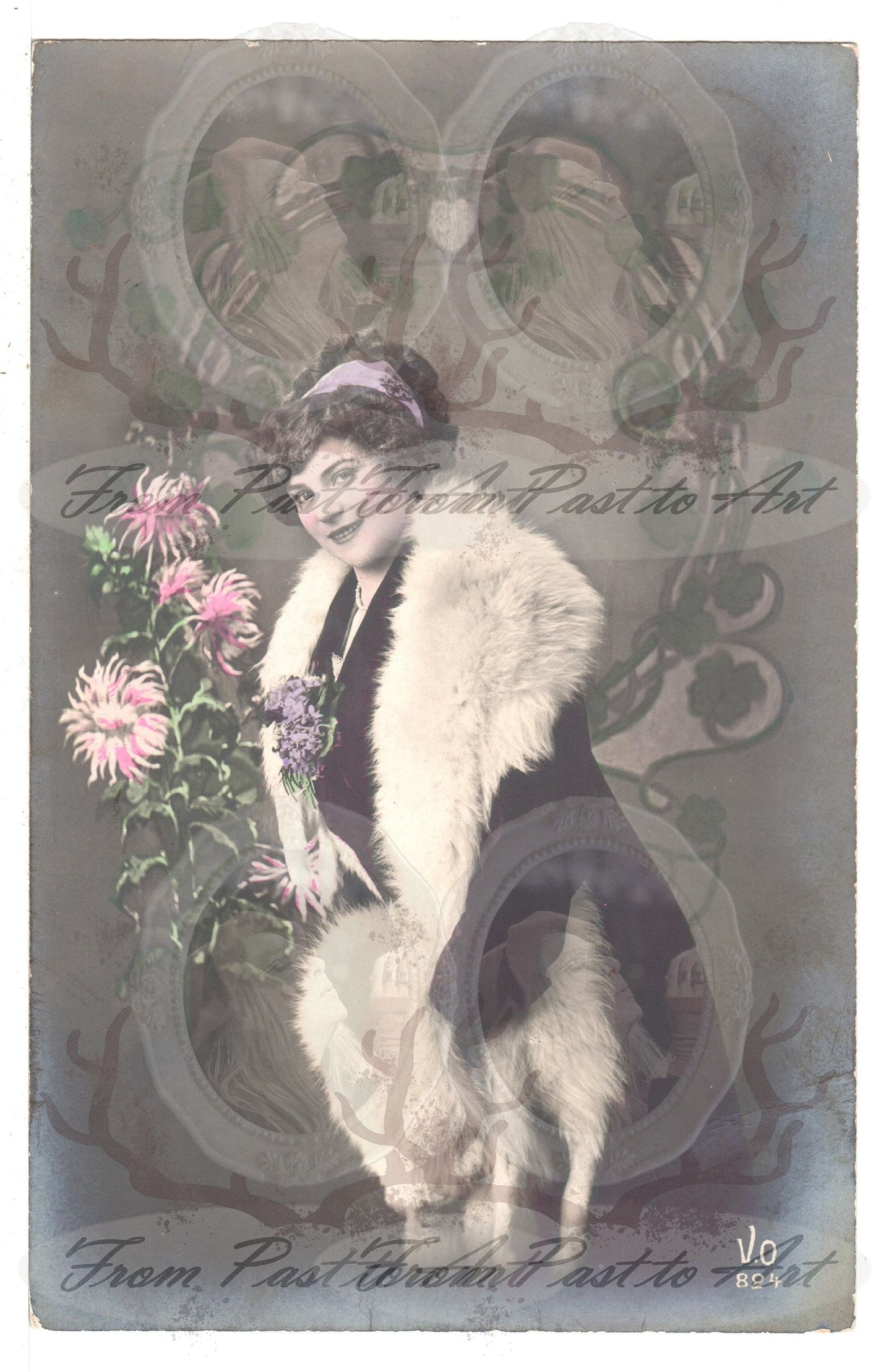 7 Authentic Vintage French Postcards - Handwritten Antique - Women-Romantic-Occasions 600dpi Scans - Out of Collection of more than 400 postcards