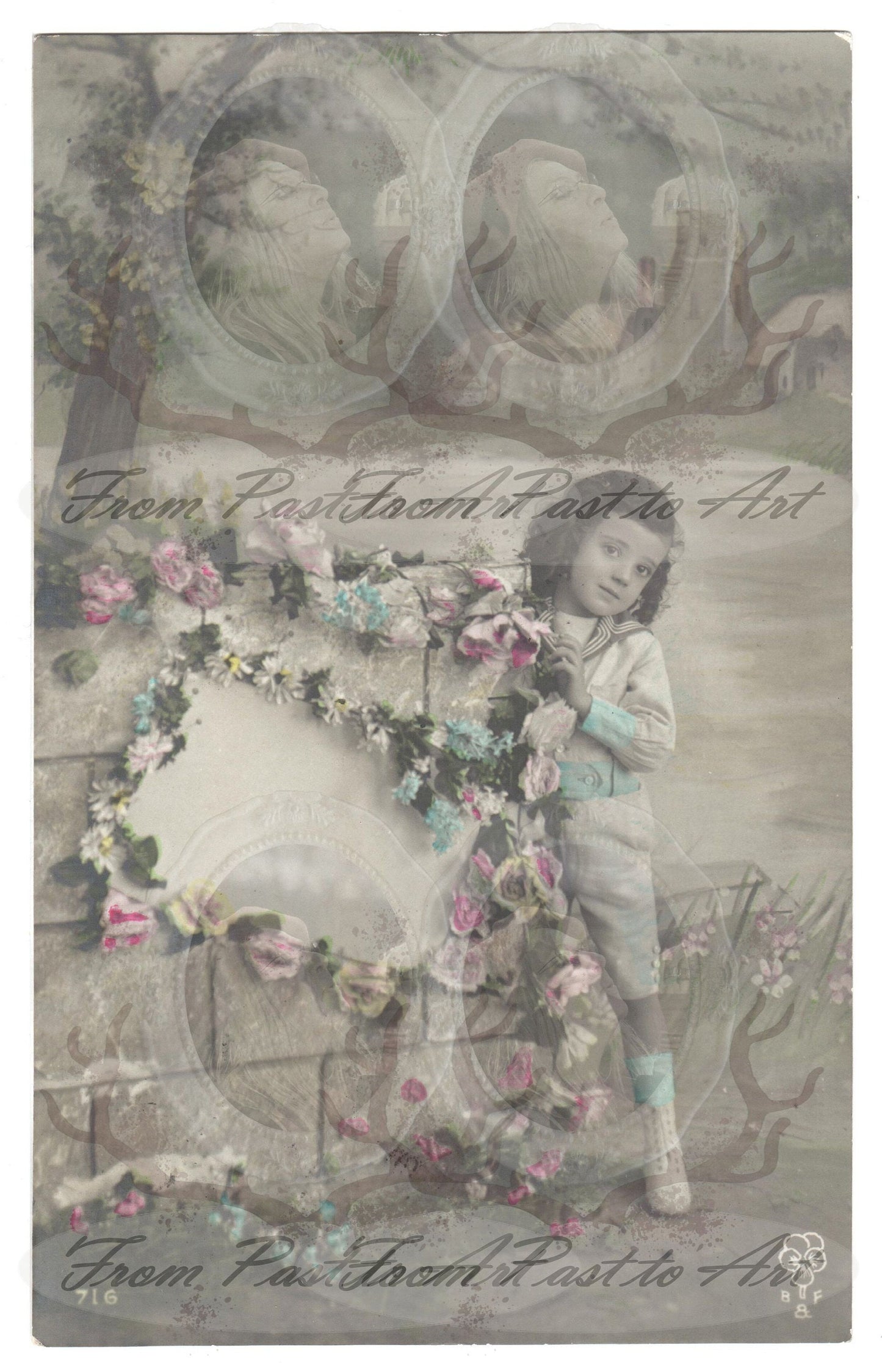 x 8 Authentic Vintage French Postcards - Handwritten Antique - New Year- Baby-Children-Occasions- 600dpi Scans - Out of Collection of more than 400 postcards