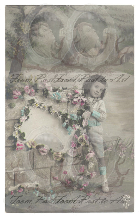 x 8 Authentic Vintage French Postcards - Handwritten Antique - New Year- Baby-Children-Occasions- 600dpi Scans - Out of Collection of more than 400 postcards