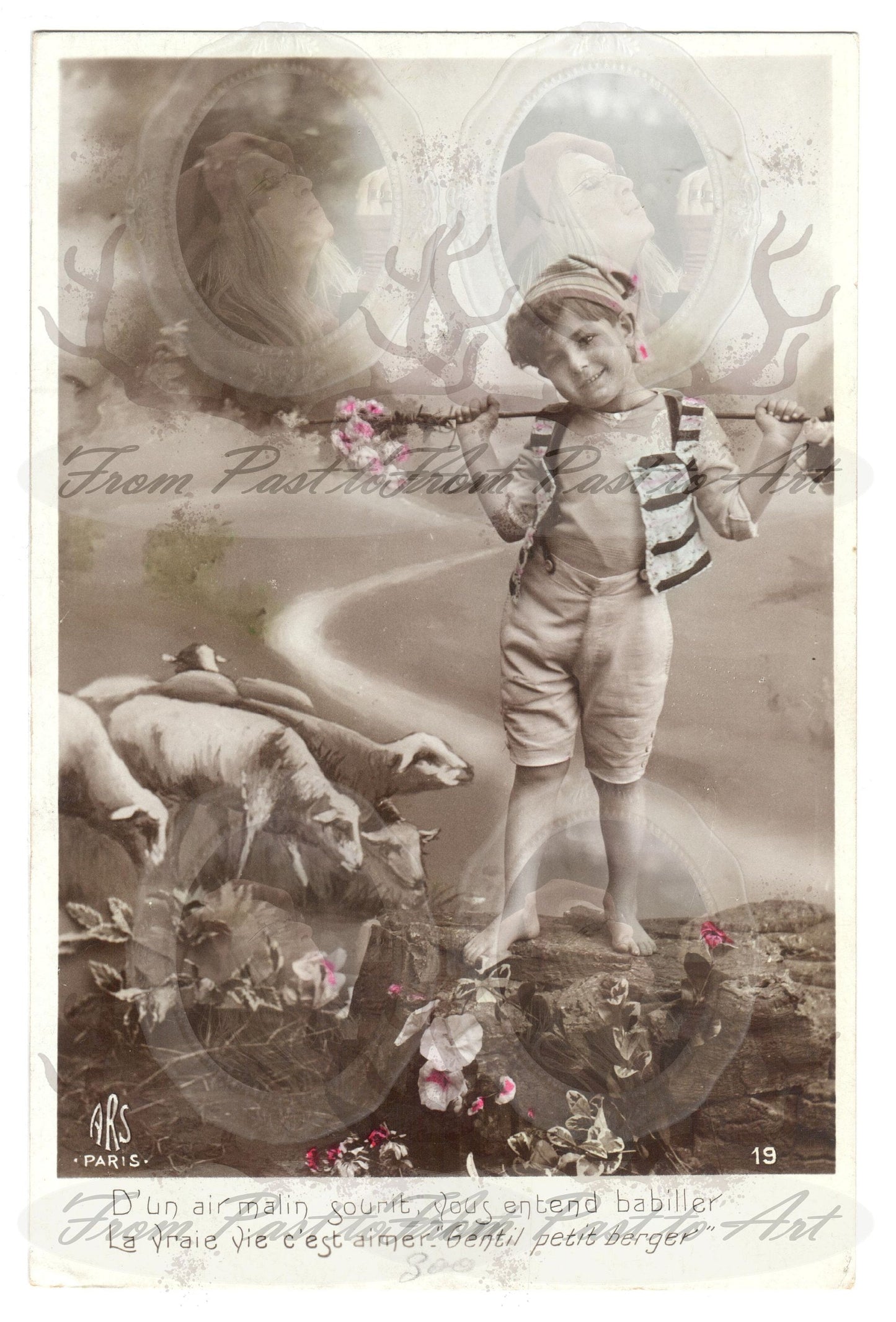 x 8 Authentic Vintage French Postcards - Handwritten Antique - Baby-Children- Easter- Occasions- 600dpi Scans - Out of Collection of more than 400 postcards