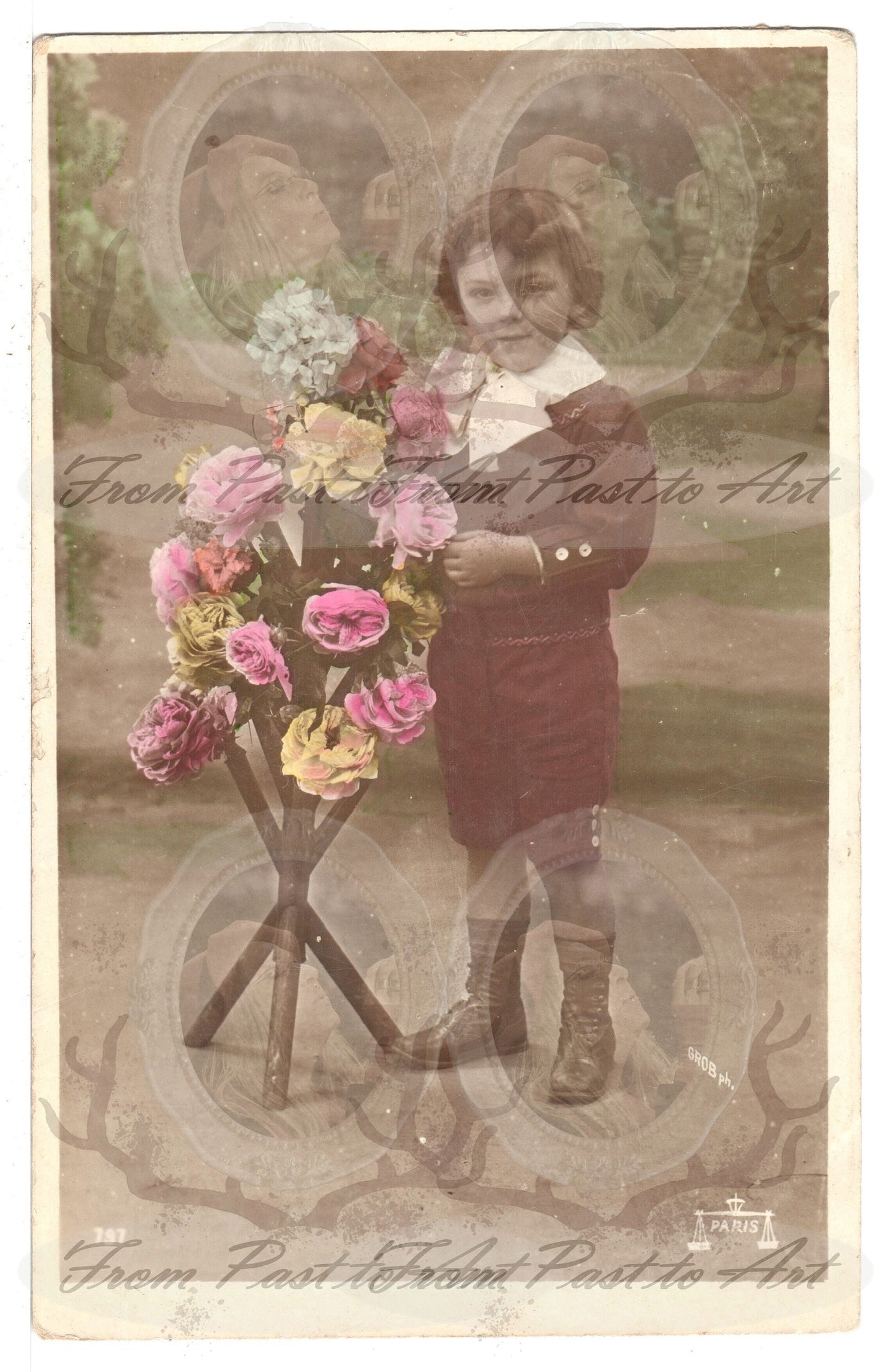 x 8 Authentic Vintage French Postcards - Handwritten Antique - Baby-Children-Occasions- 600dpi Scans - Out of Collection of more than 400 postcards