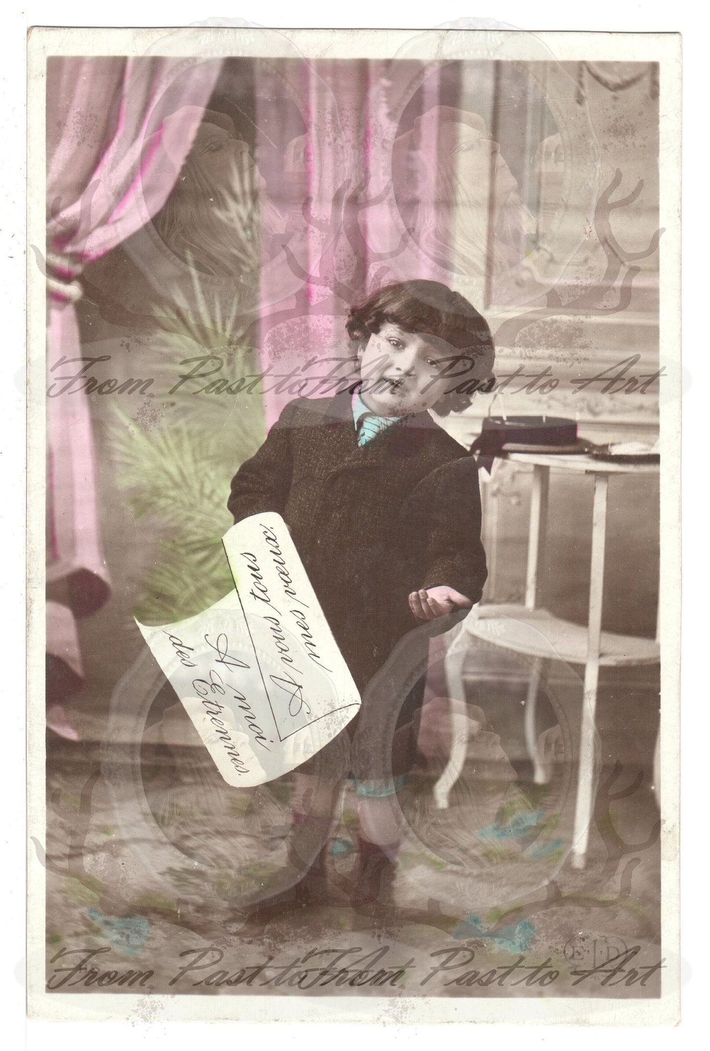 x 8 Authentic Vintage French Postcards - Handwritten Antique - Baby-Children-Occasions- Easter 600dpi Scans - Out of Collection of more than 400 postcards