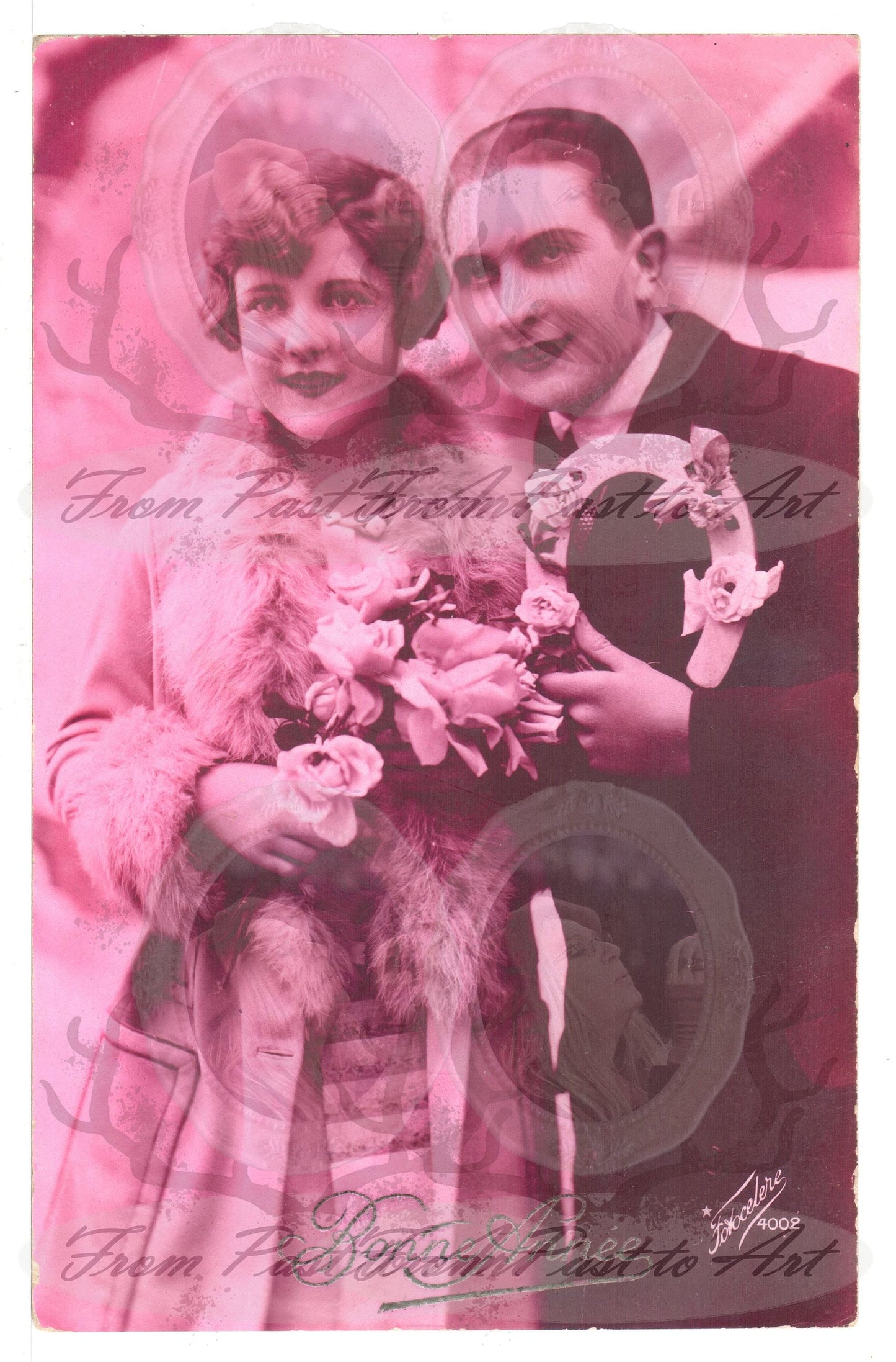 x 8 Authentic Vintage French Postcards - Handwritten Antique - Happy New Year- Holidays - Greetings- Children-600dpi Scans - Out of Collection of more than 400 postcards