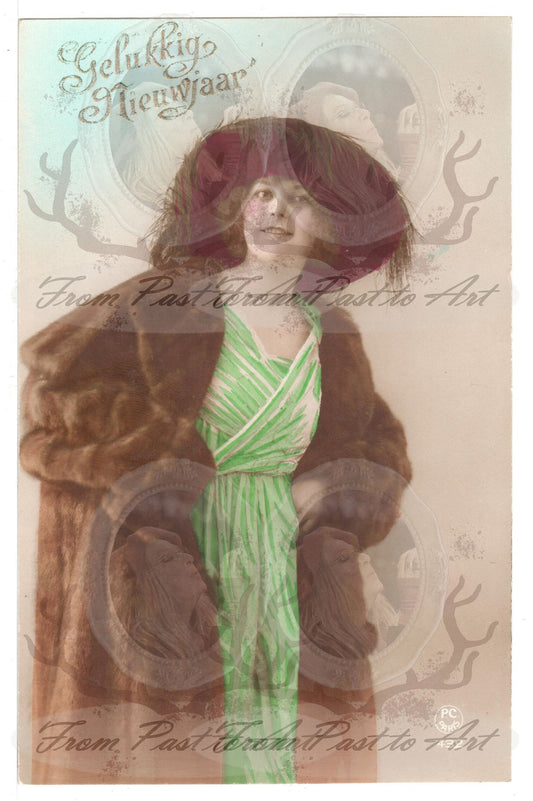 x 8 Authentic Vintage French Postcards - Handwritten Antique - Happy New Year- Holidays - Greetings- Children-600dpi Scans - Out of Collection of more than 400 postcards
