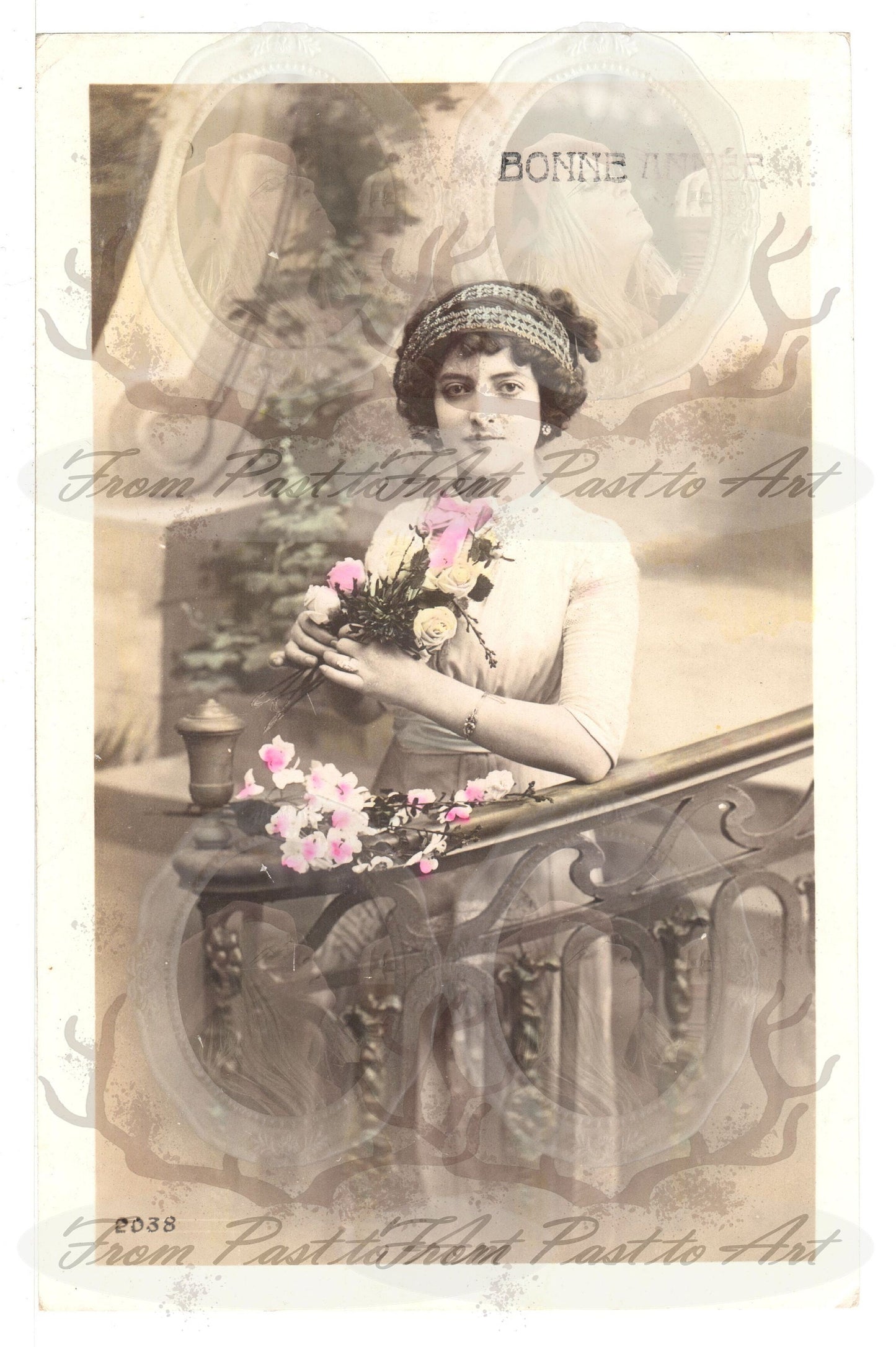 x 8 Authentic Vintage French Postcards - Handwritten Antique - Happy New Year- Holidays - Greetings- Children-600dpi Scans - Out of Collection of more than 400 postcards